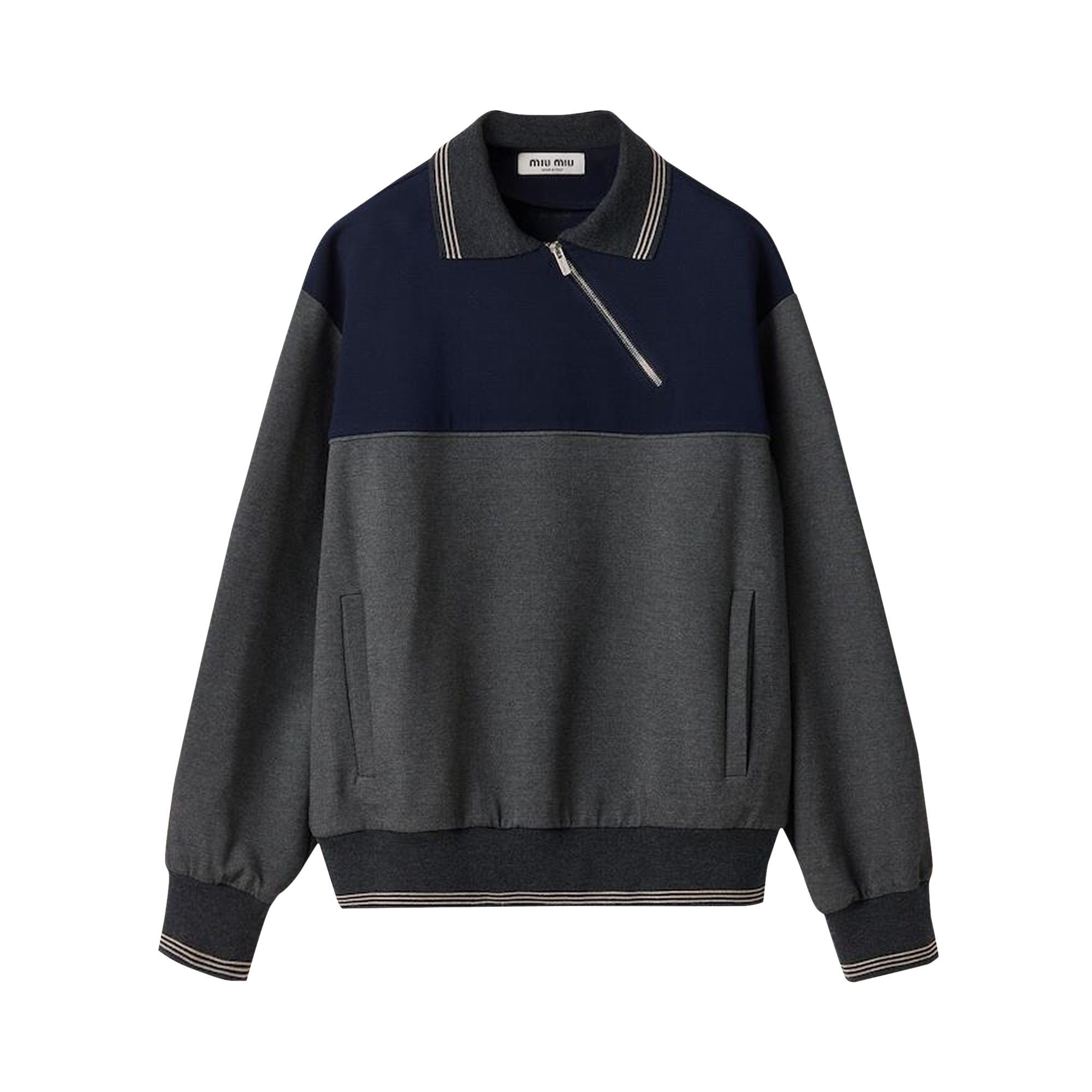 Pre-owned Miu Miu Zipper Sweatshirt 'anthracite/grey Blue' | Women's Size S In Gray