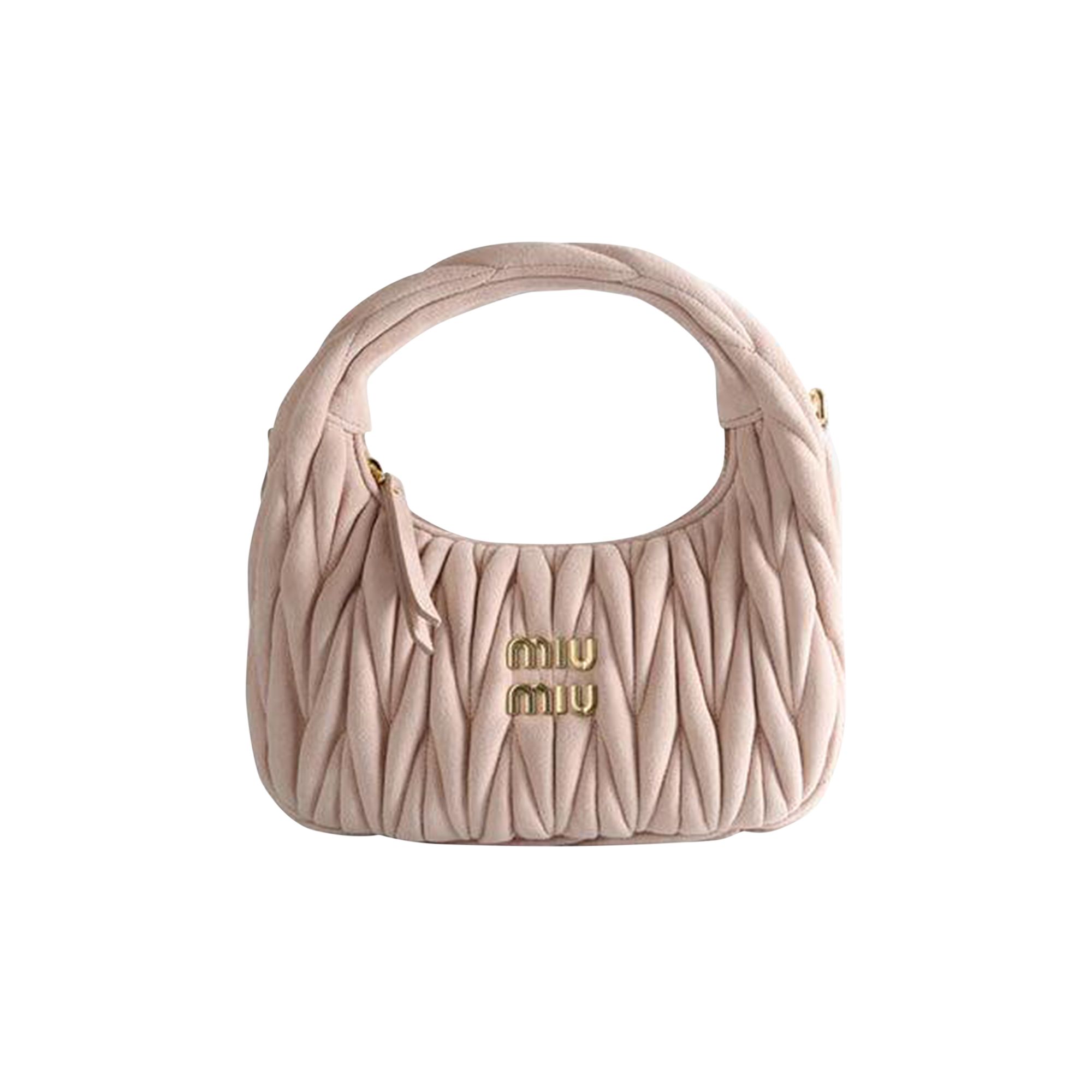Pre-owned Miu Miu Suede Wander Bag 'peach' | Pink | Women's Size Onesize