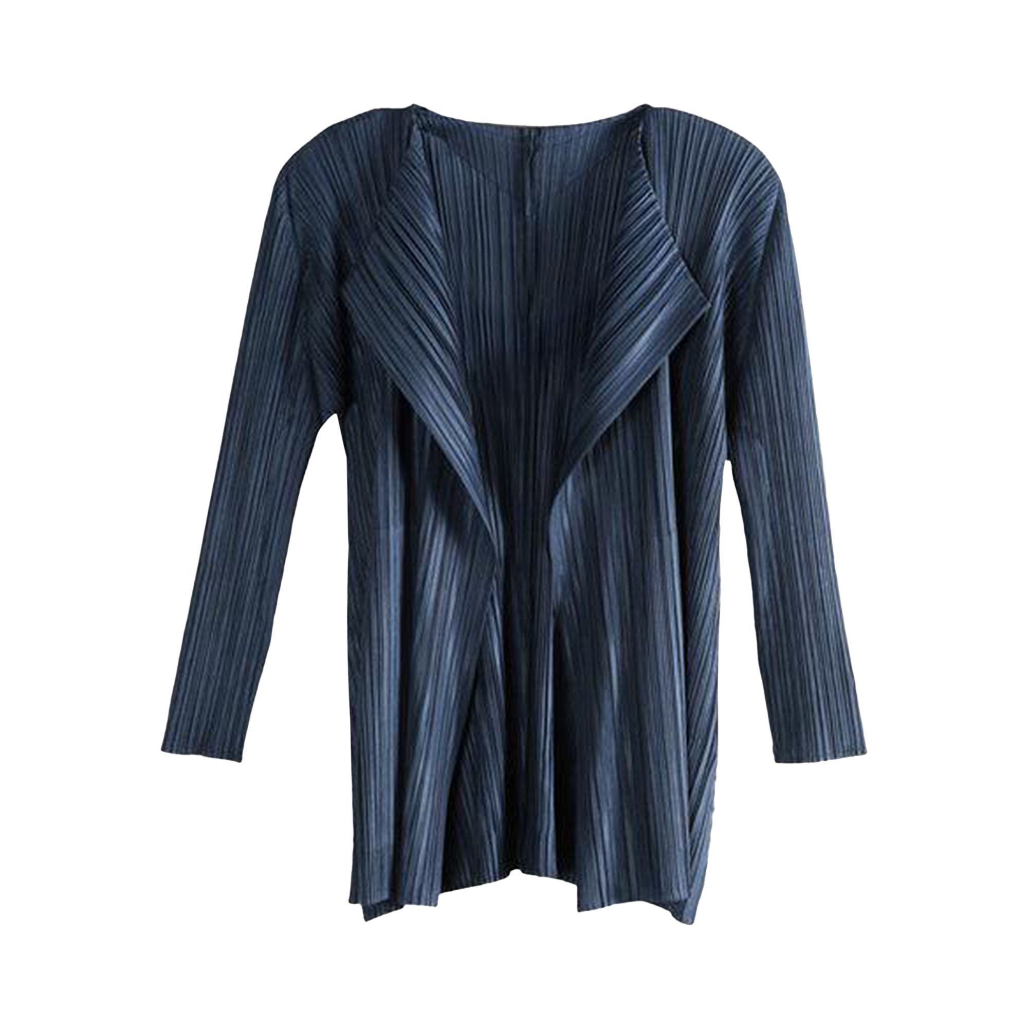 Pre-owned Issey Miyake Pleats Please Mellow Pleats Coat 'navy' | Blue | Women's Size 3