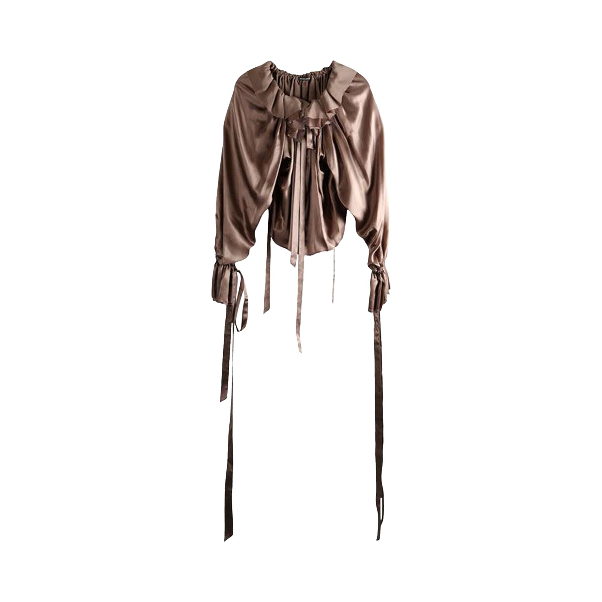 Pre-owned Ann Demeulemeester Stee Ruffled Drawstrings Stain Washe Top 'antique Rose' | Red | Women's Size 38