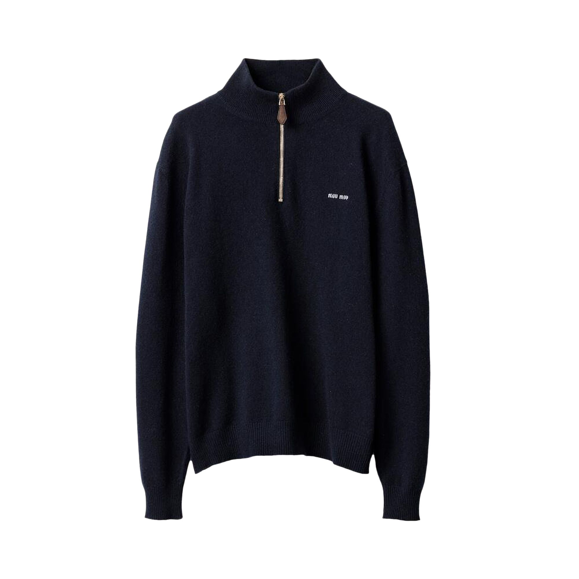 Pre-owned Miu Miu Half Zip Cashmere Sweater 'navy' | Blue | Women's Size 38