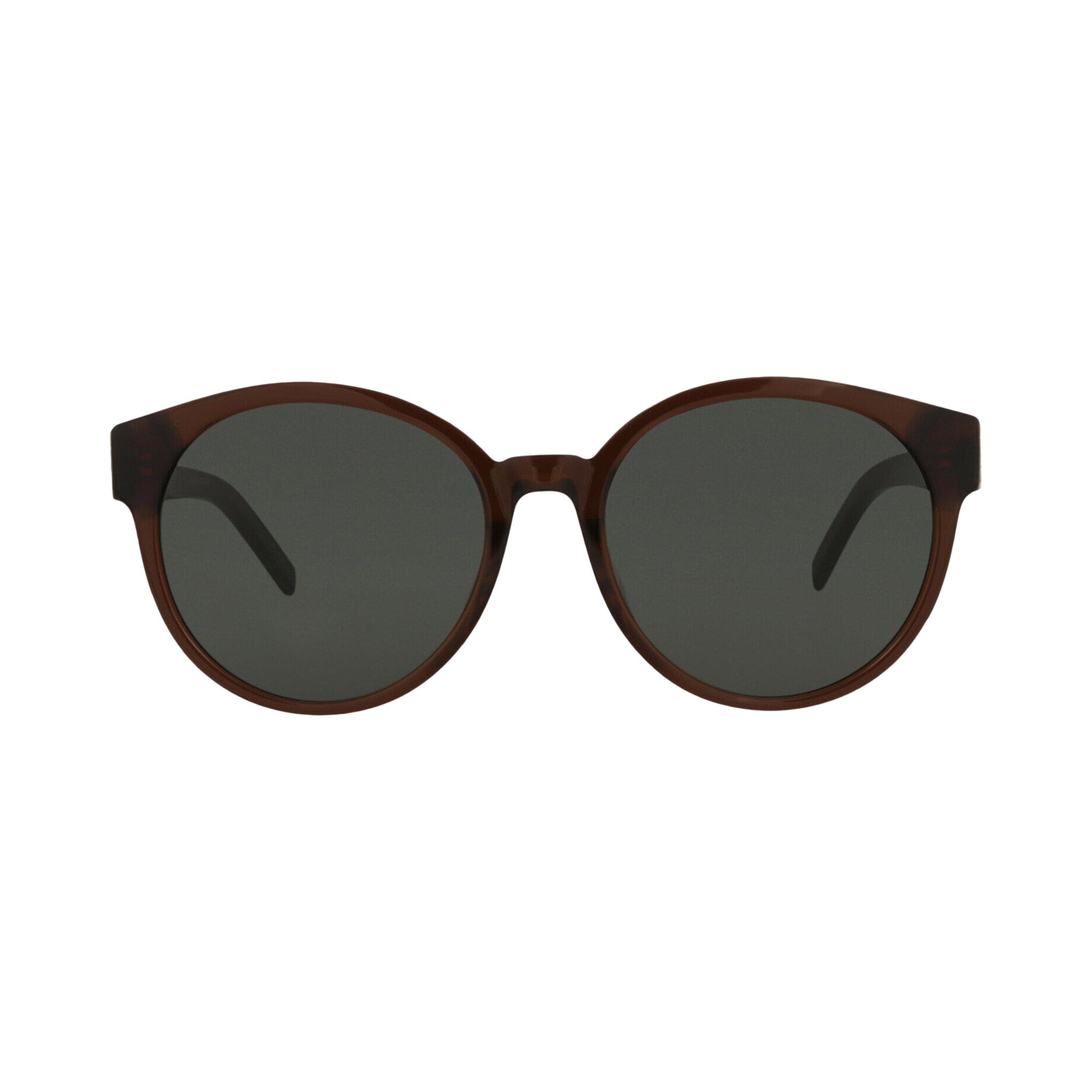 Pre-owned Saint Laurent Round-frame Acetate Sunglasses 'brown Grey' | Women's Size Onesize In Gray