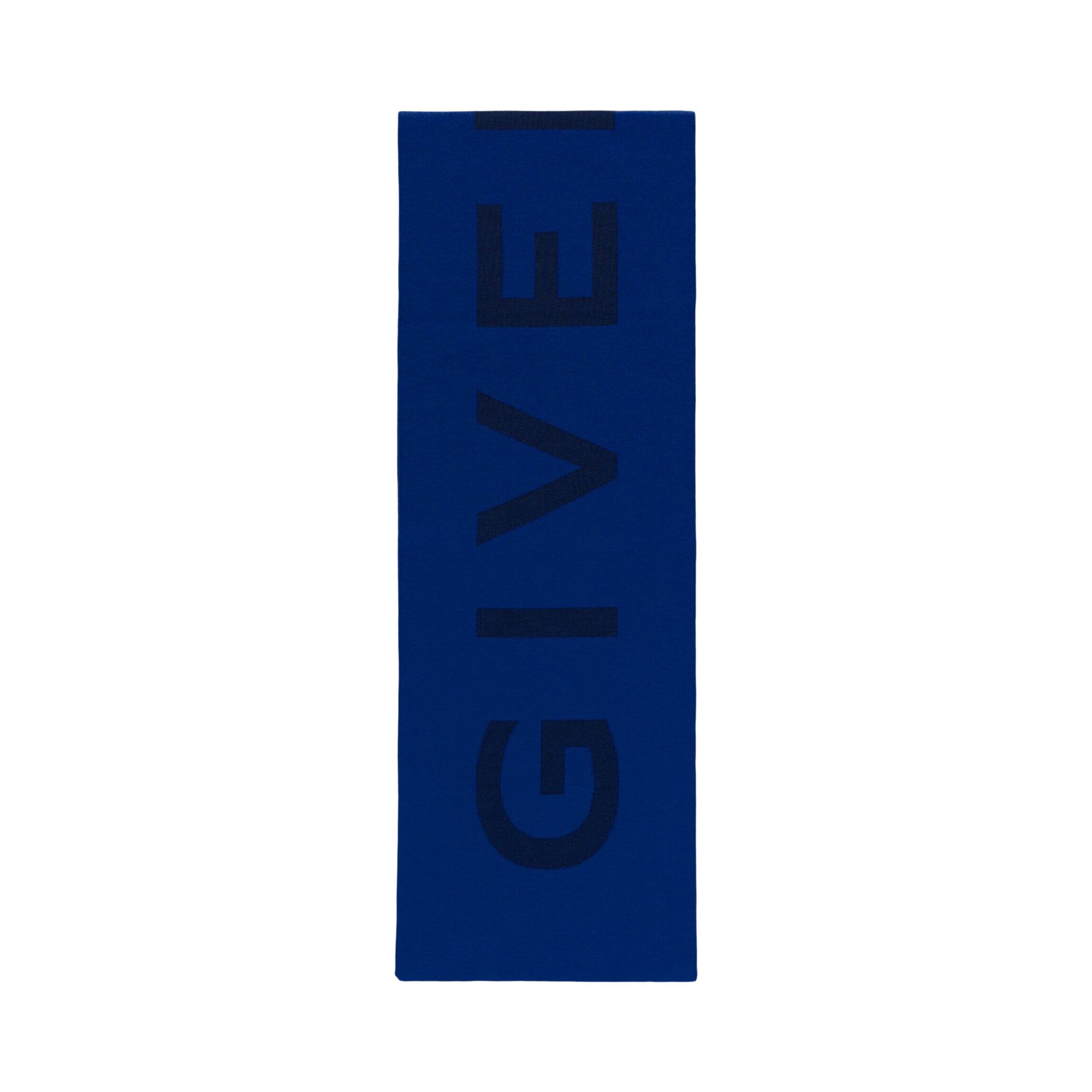 Pre-owned Givenchy Jacquard Logo Scarf 'ocean Blue' | Men's Size Onesize