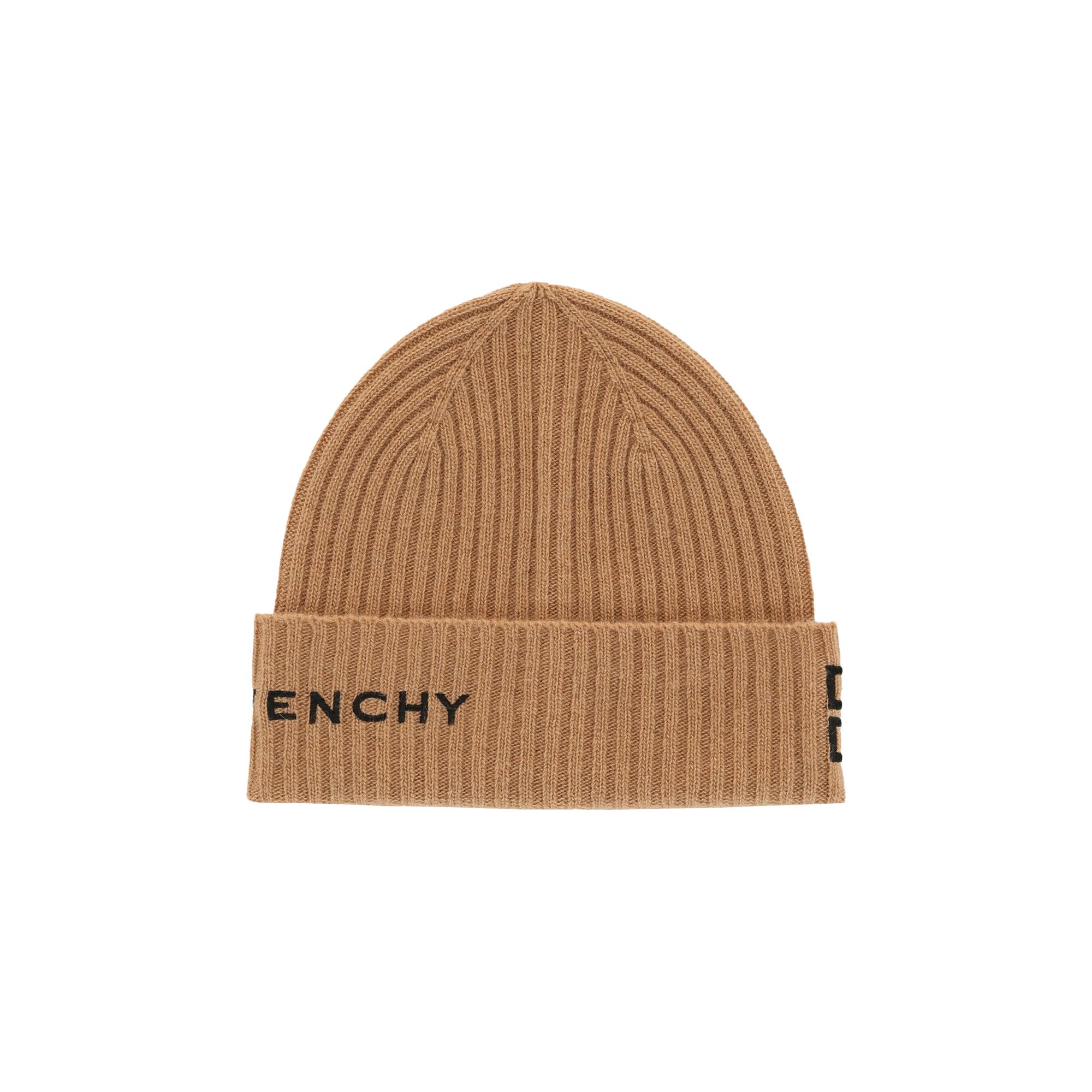 Pre-owned Givenchy Ribbed 4g Wool Blend Beanie 'desert Black' | Men's Size Onesize