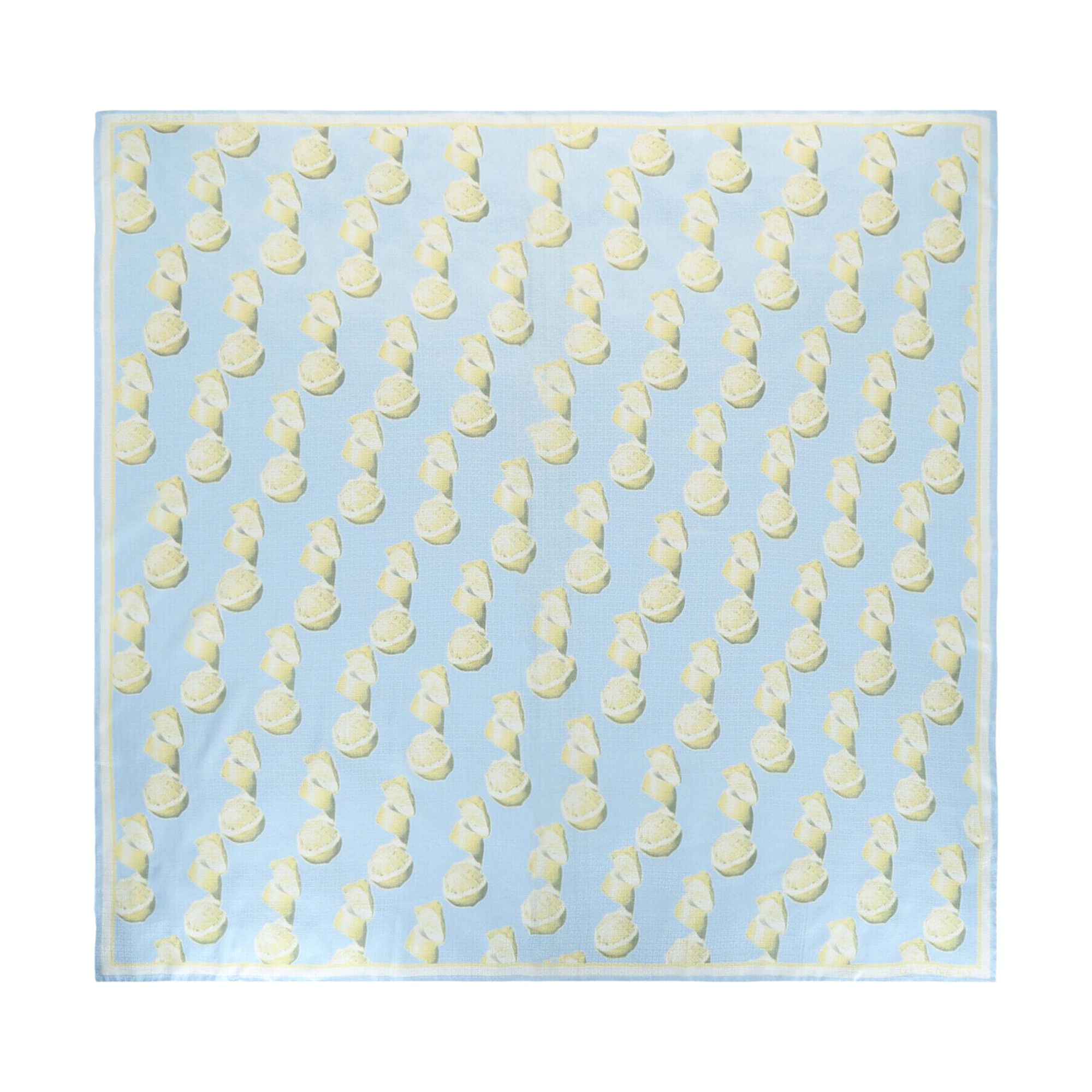 Pre-owned Givenchy 4g And Lemon-print Shawl In Silk 'sky Blue' | Women's Size Onesize