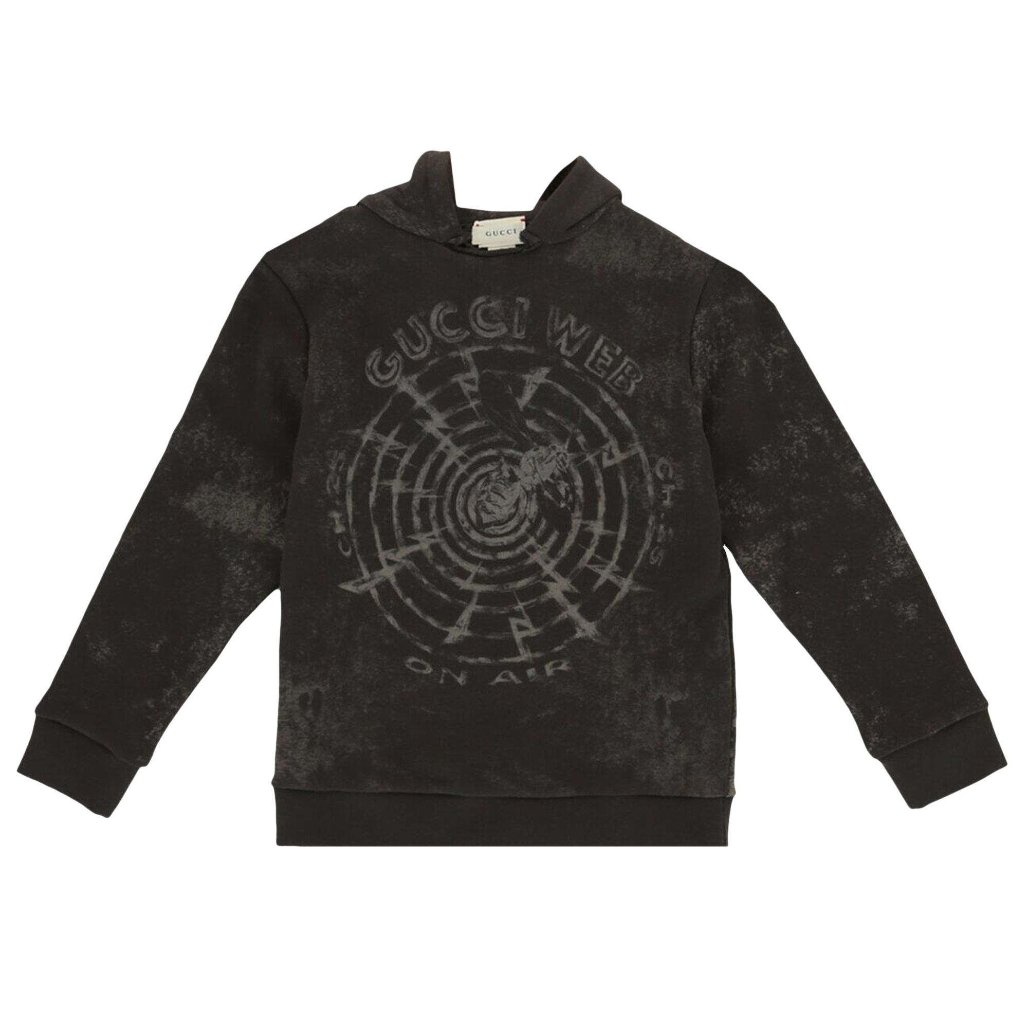 Pre-owned Gucci Graphic Print Hoodie 'grey' | Kid's Size 8 In Gray