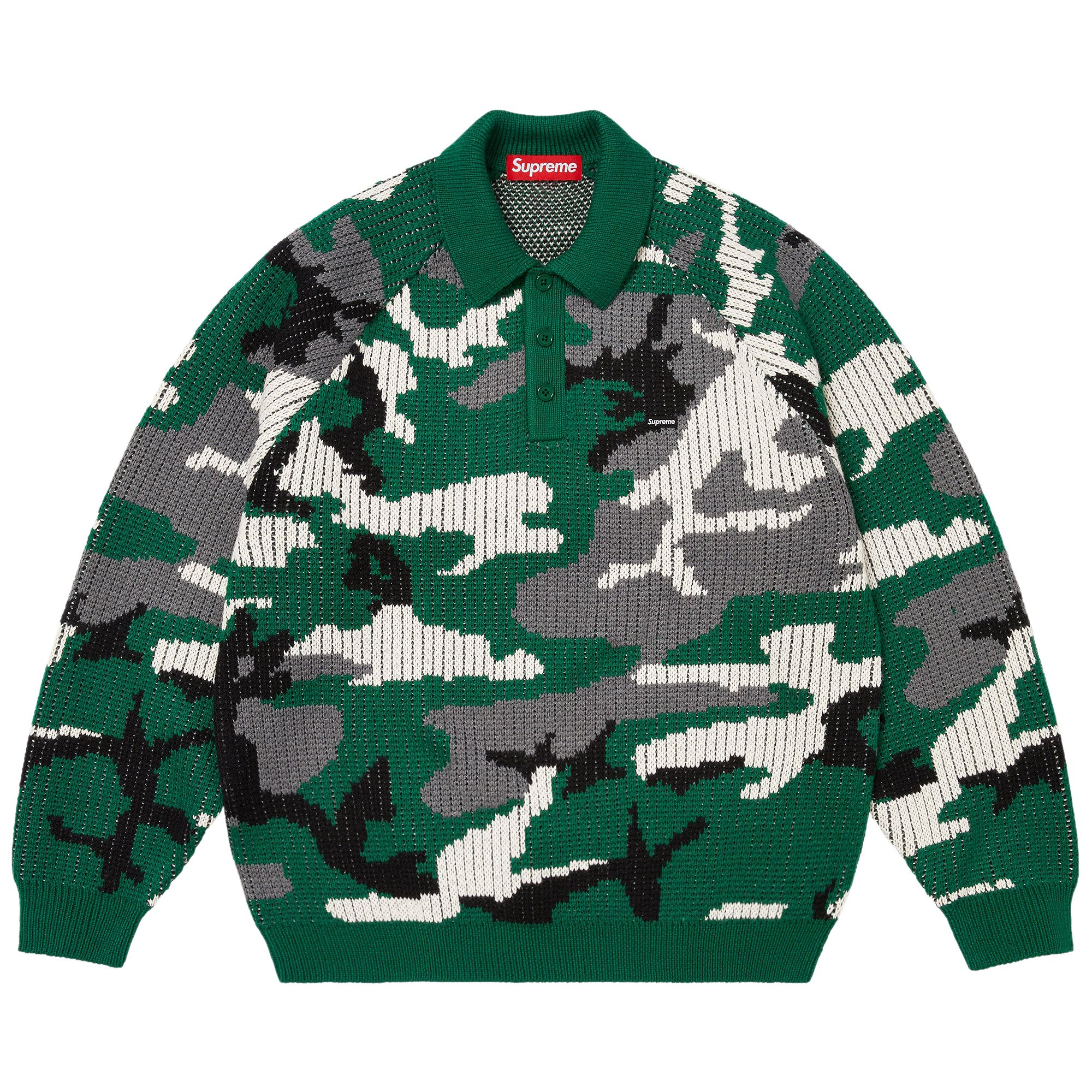 Pre-owned Supreme Small Box Polo Sweater 'green Camo' | Men's Size Xl