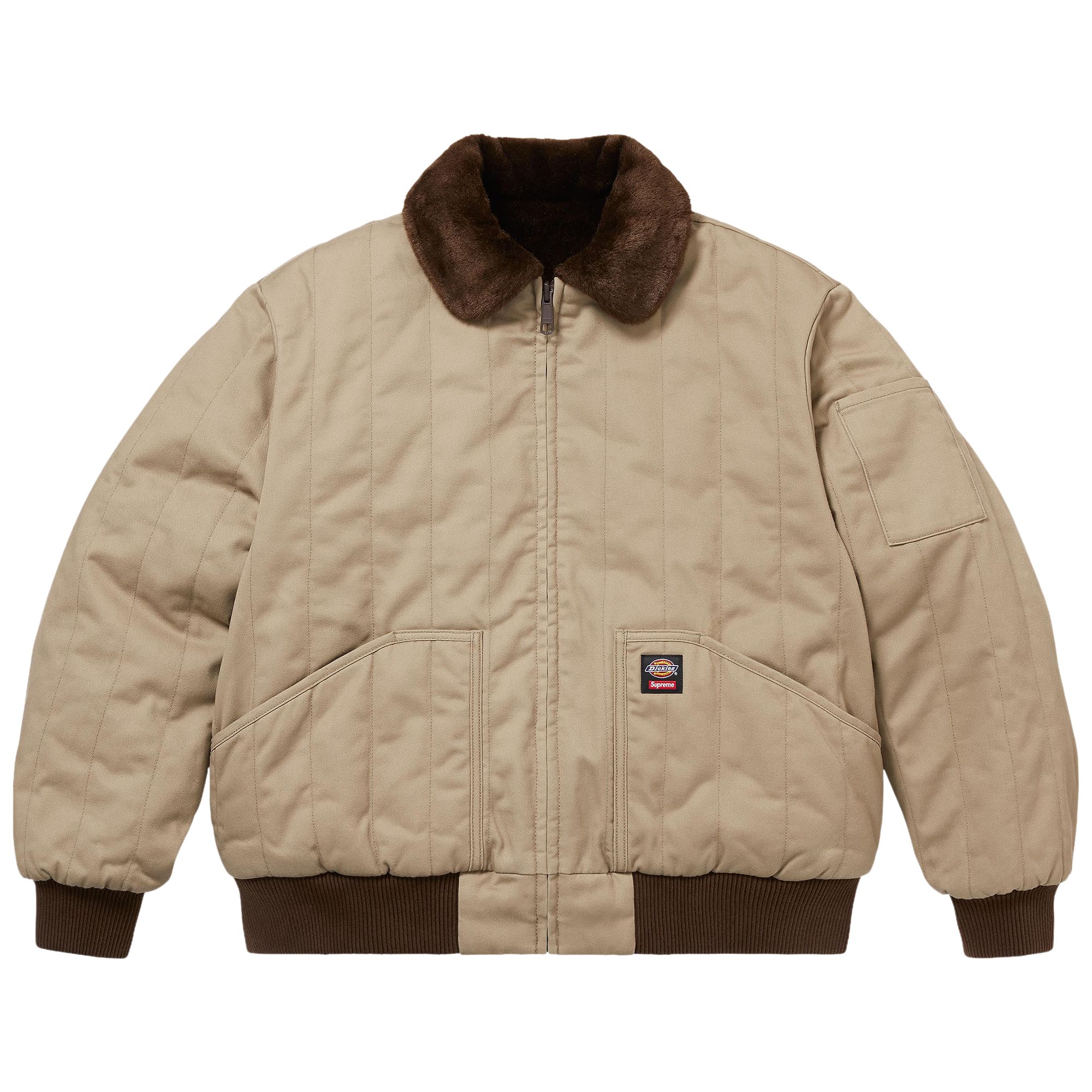 Pre-owned Supreme X Dickies Reversible Quilted Faux Fur Work Jacket 'tan' | Men's Size Xxl In Brown