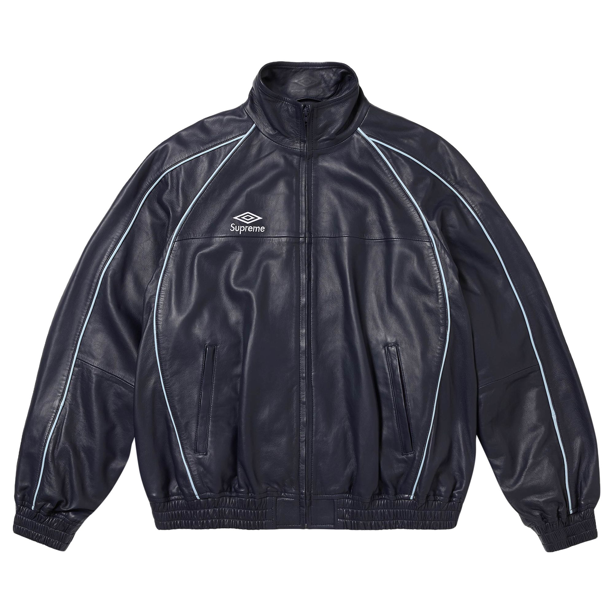 Pre-owned Supreme X Umbro Leather Track Jacket 'navy' | Blue | Men's Size Xxl