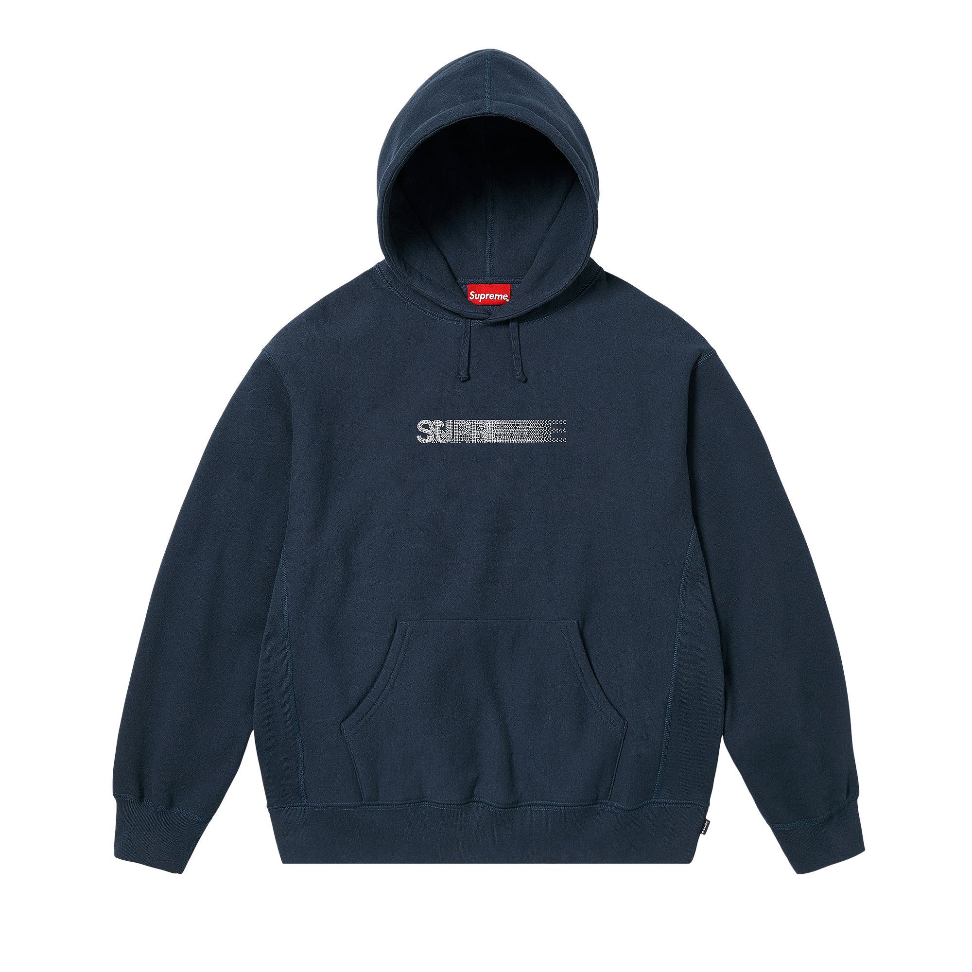 Pre-owned Supreme Swarovski Motion Logo Hooded Sweatshirt 'navy' | Blue | Men's Size Xl