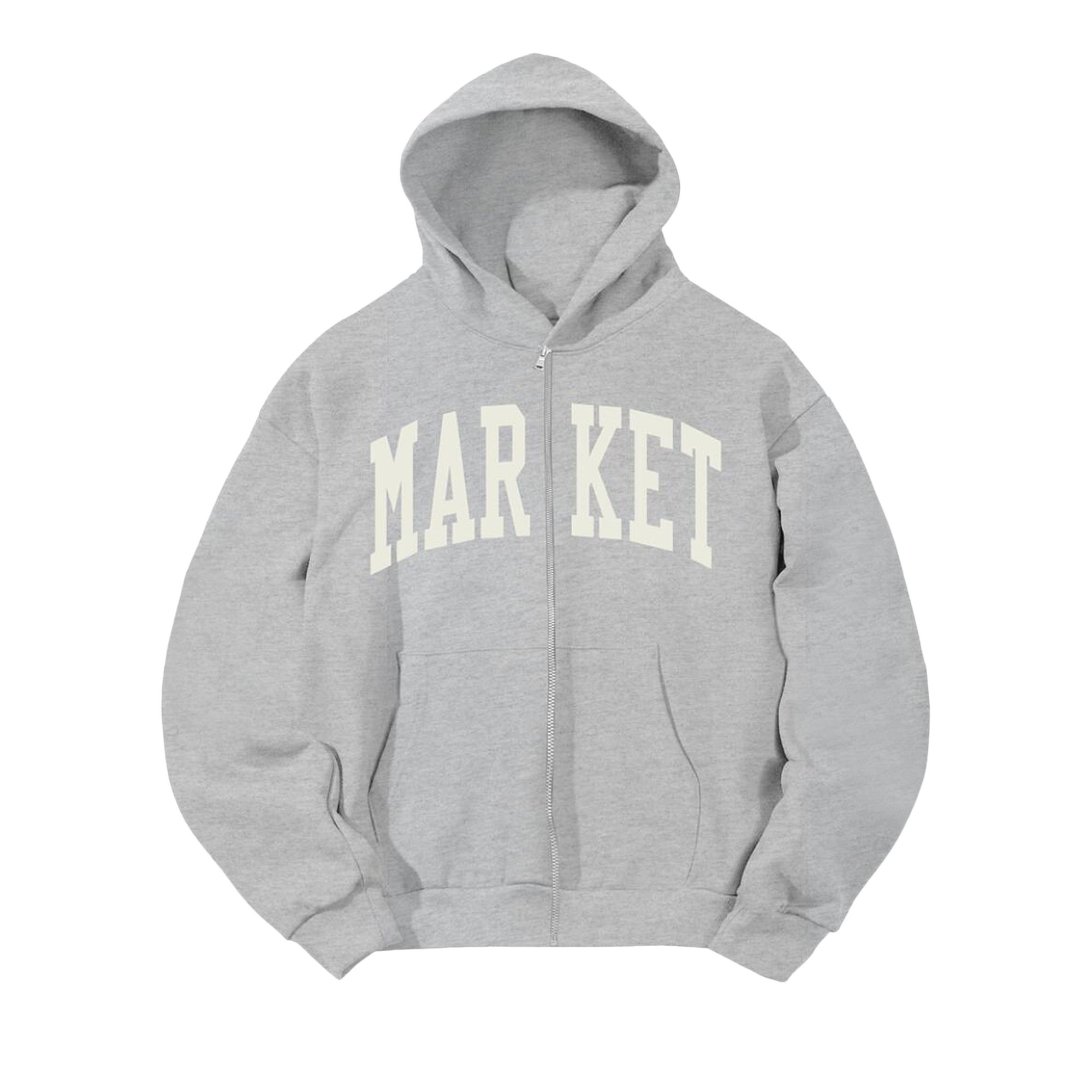 Pre-owned Market Classic Arc Full Zip Hoodie 'heather Grey' | Men's Size S In Gray