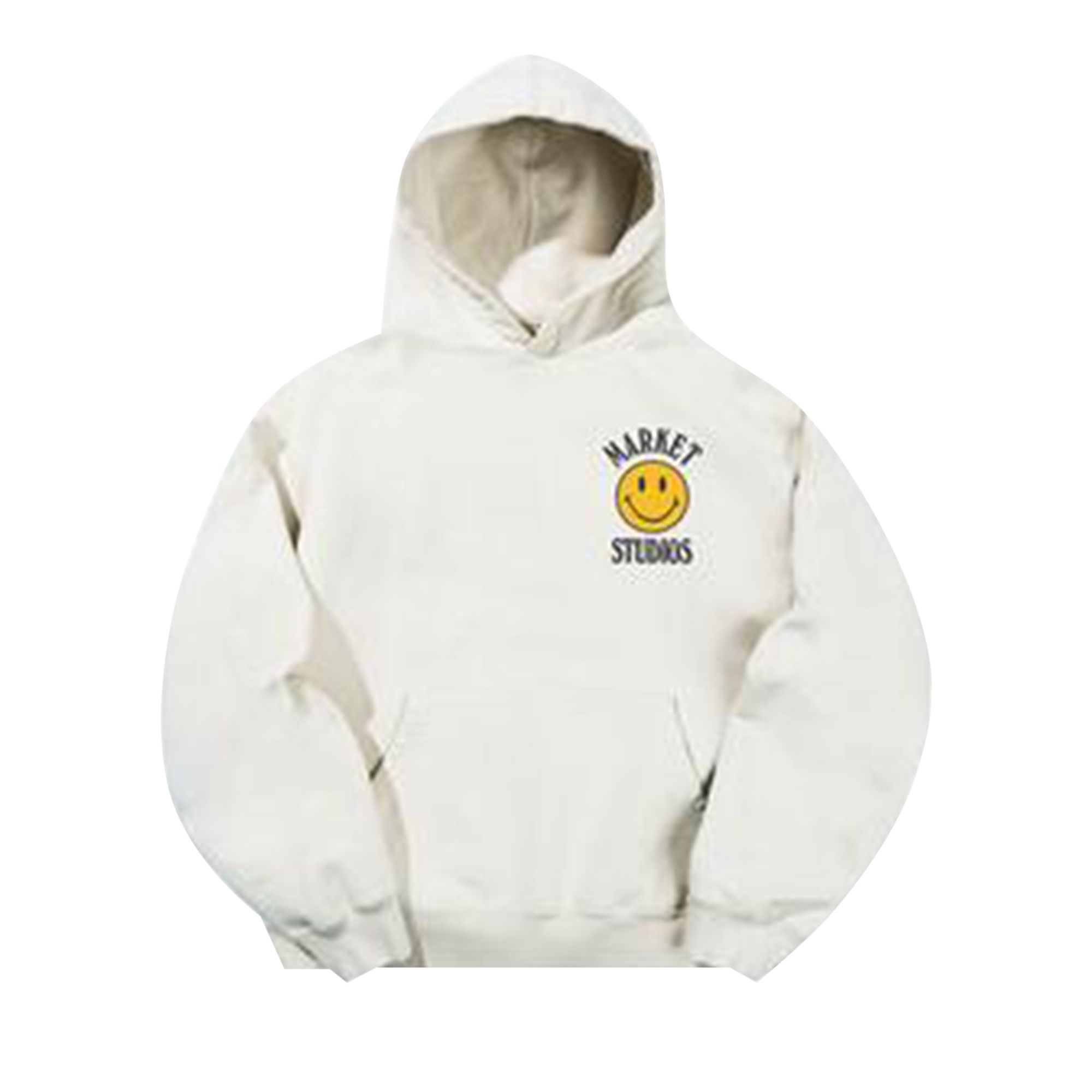 Pre-owned Market Smiley Upside Down Lockup Hoodie 'unbleached Cotton' | Cream | Men's Size Xxl In White