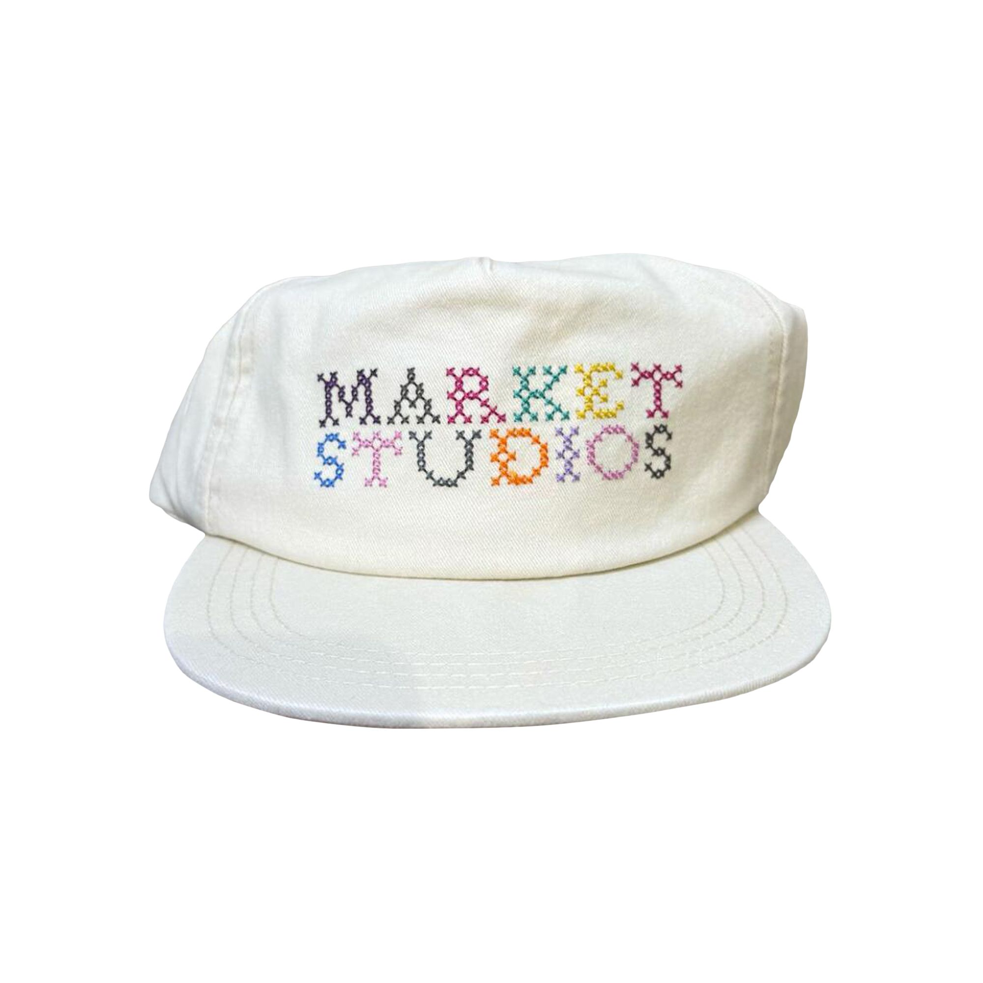 Pre-owned Market Needlepoint 5-panel Hat 'unbleached Cotton' | Cream | Men's Size Onesize In White