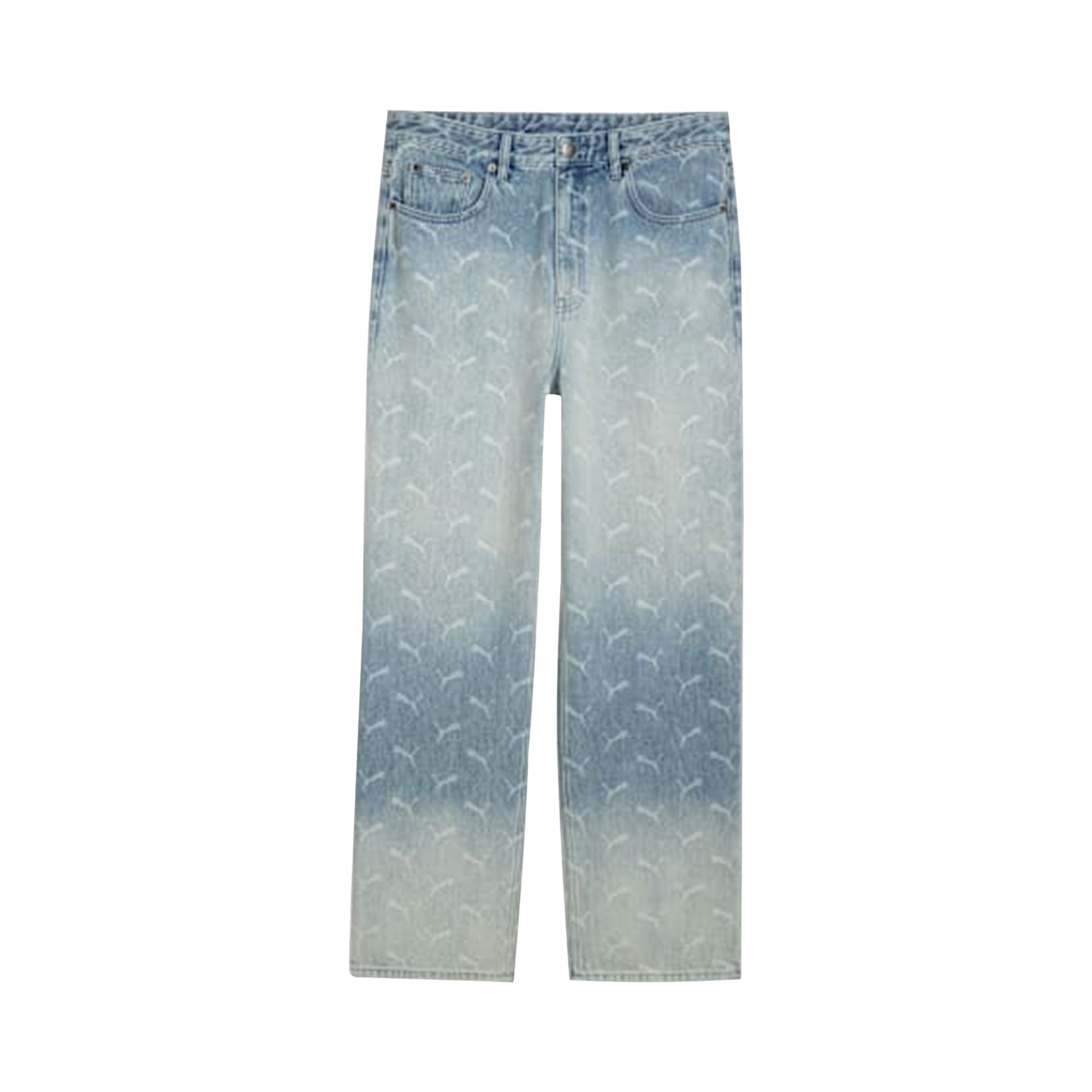 Pre-owned Puma X A$ap Rocky Laser Monogram Denim 'faded Denim/aop' | Blue | Men's Size 34