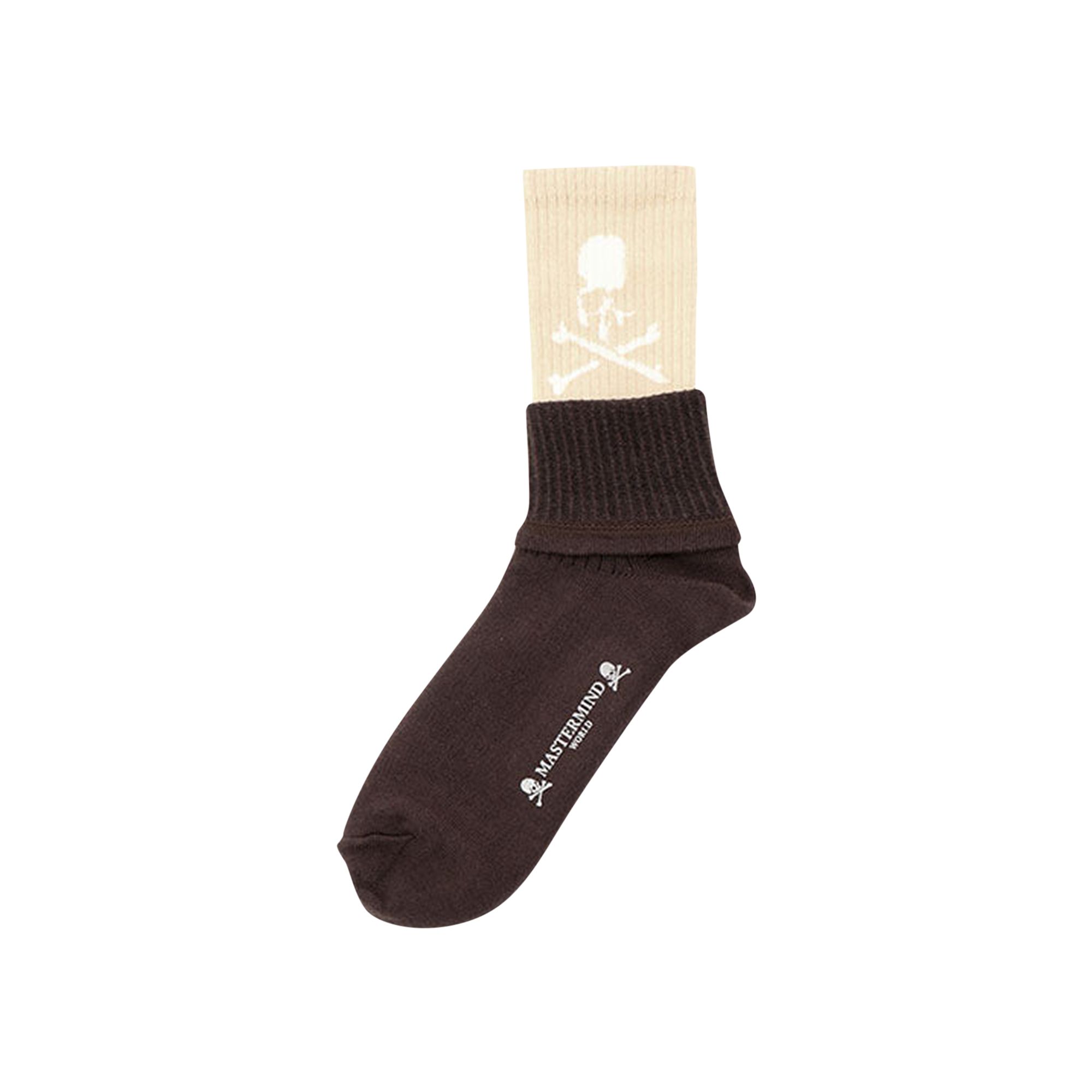 Pre-owned Mastermind Japan Mastermind World Double Layer Crew Socks 'brown' | Men's Size M