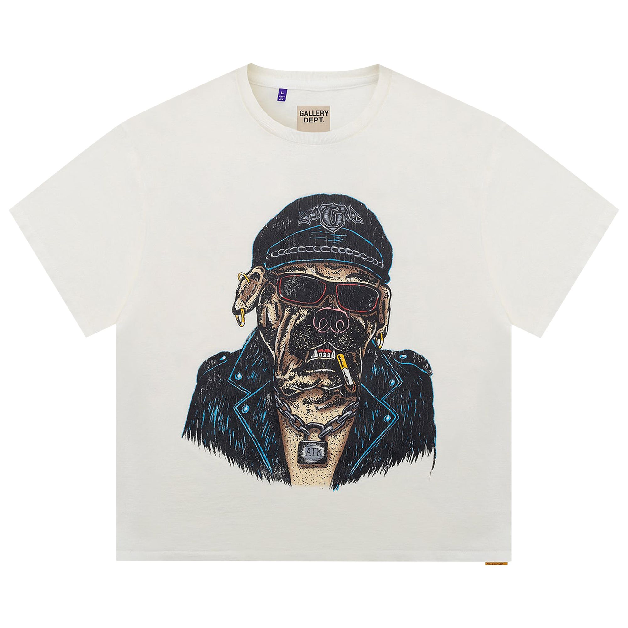 Pre-owned Gallery Dept. Oct Biker Dog Tee 'light Archival White' | Men's Size L