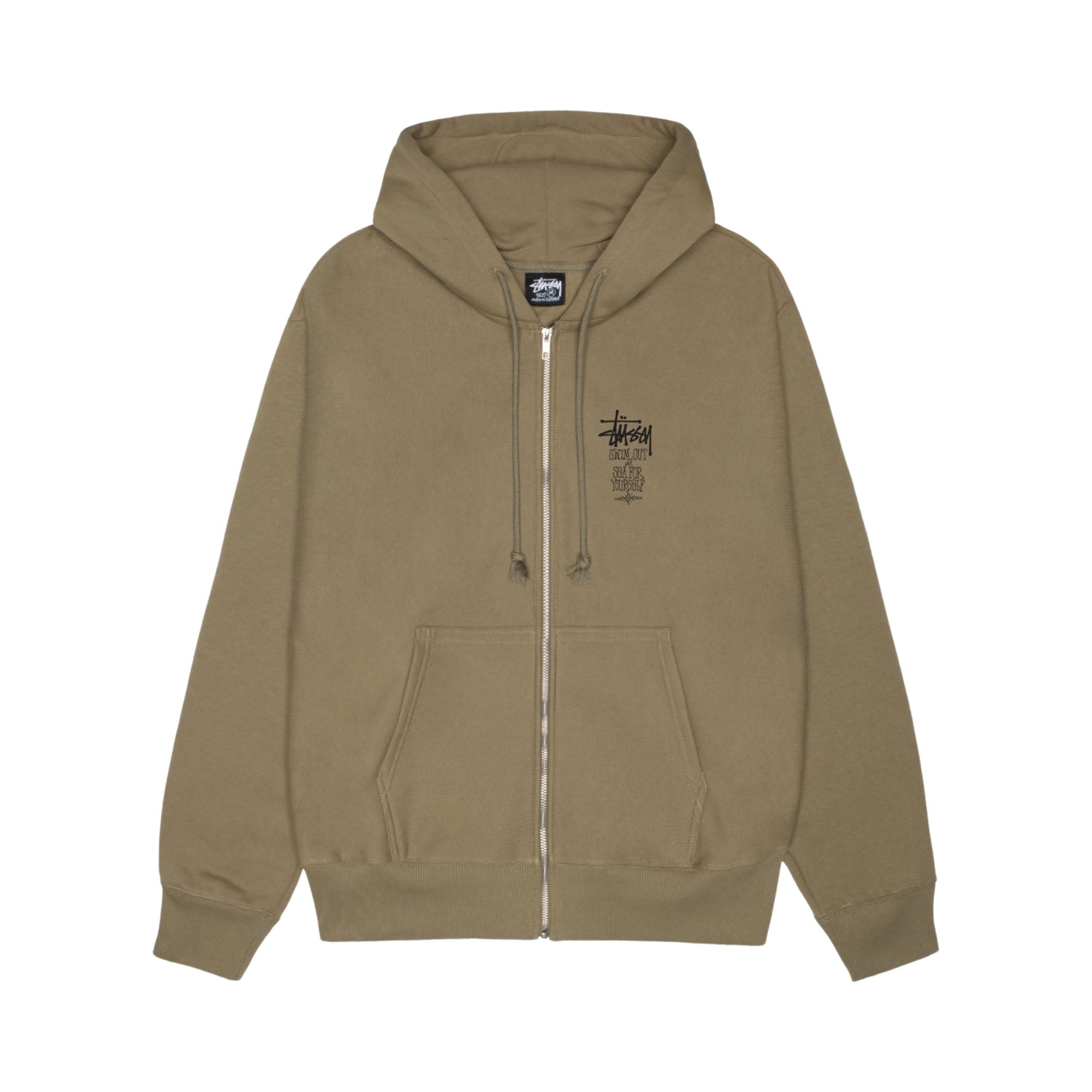 Pre-owned Stussy Swim Out Zip Hoodie 'army' | Tan | Men's Size Xl In Brown