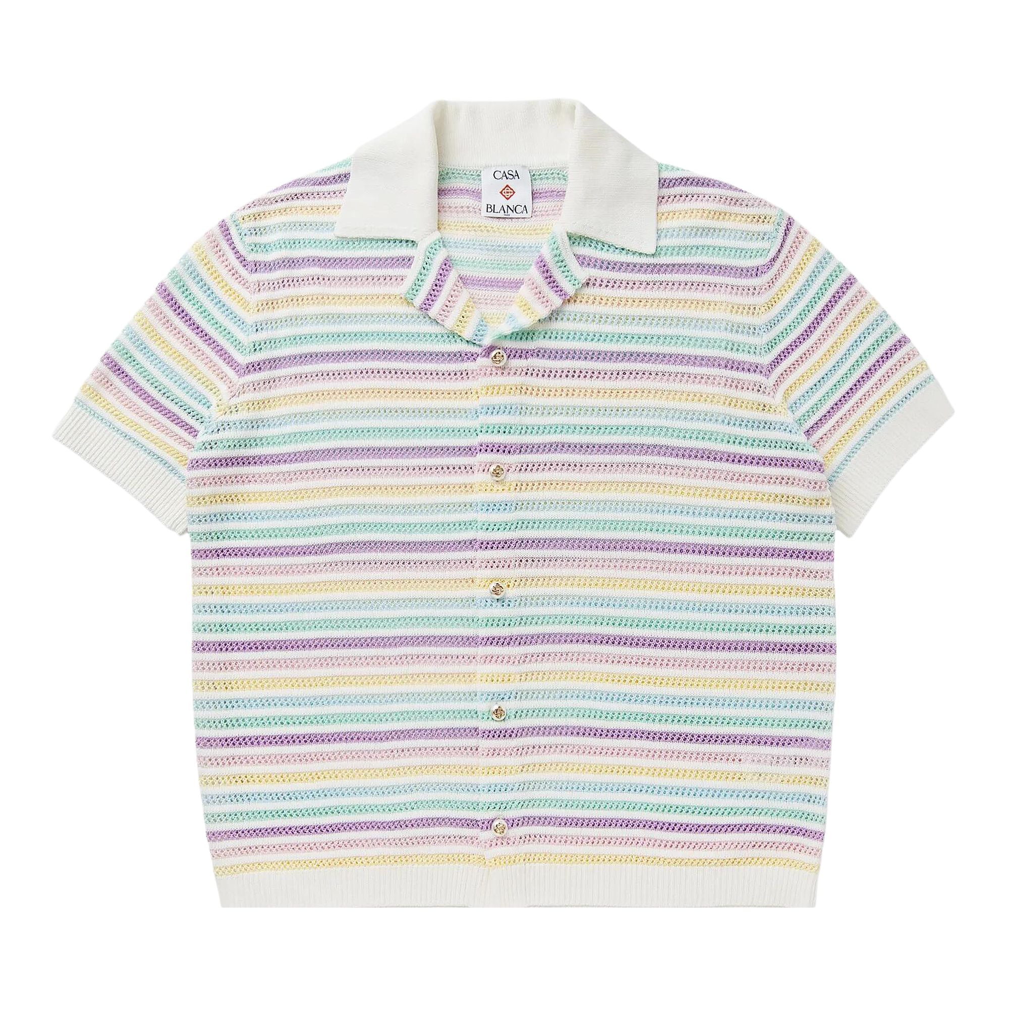 Pre-owned Casablanca Flower Crochet Polo 'multicolor' | Multi-color | Men's Size L