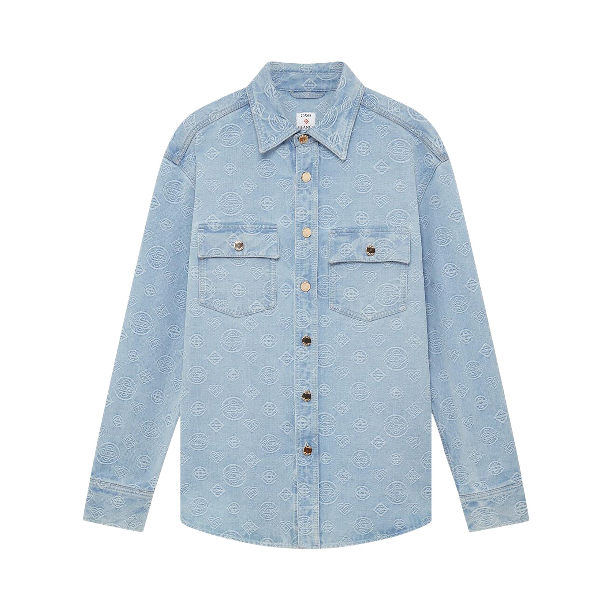 Pre-owned Casablanca Denim Monogram Shirt 'blue' | Men's Size S