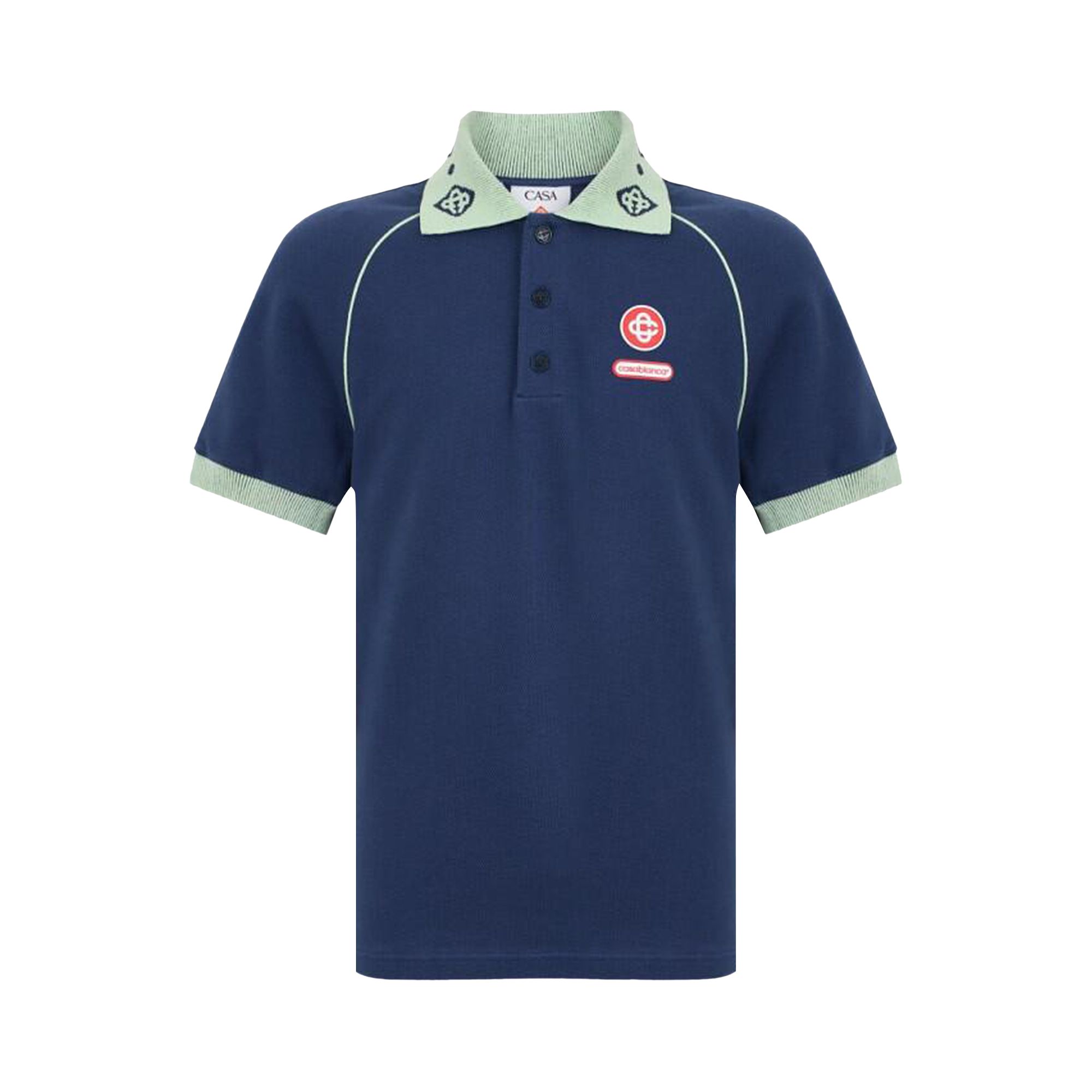 Pre-owned Casablanca Chenille Collar Raglan Polo 'navy' | Blue | Men's Size S