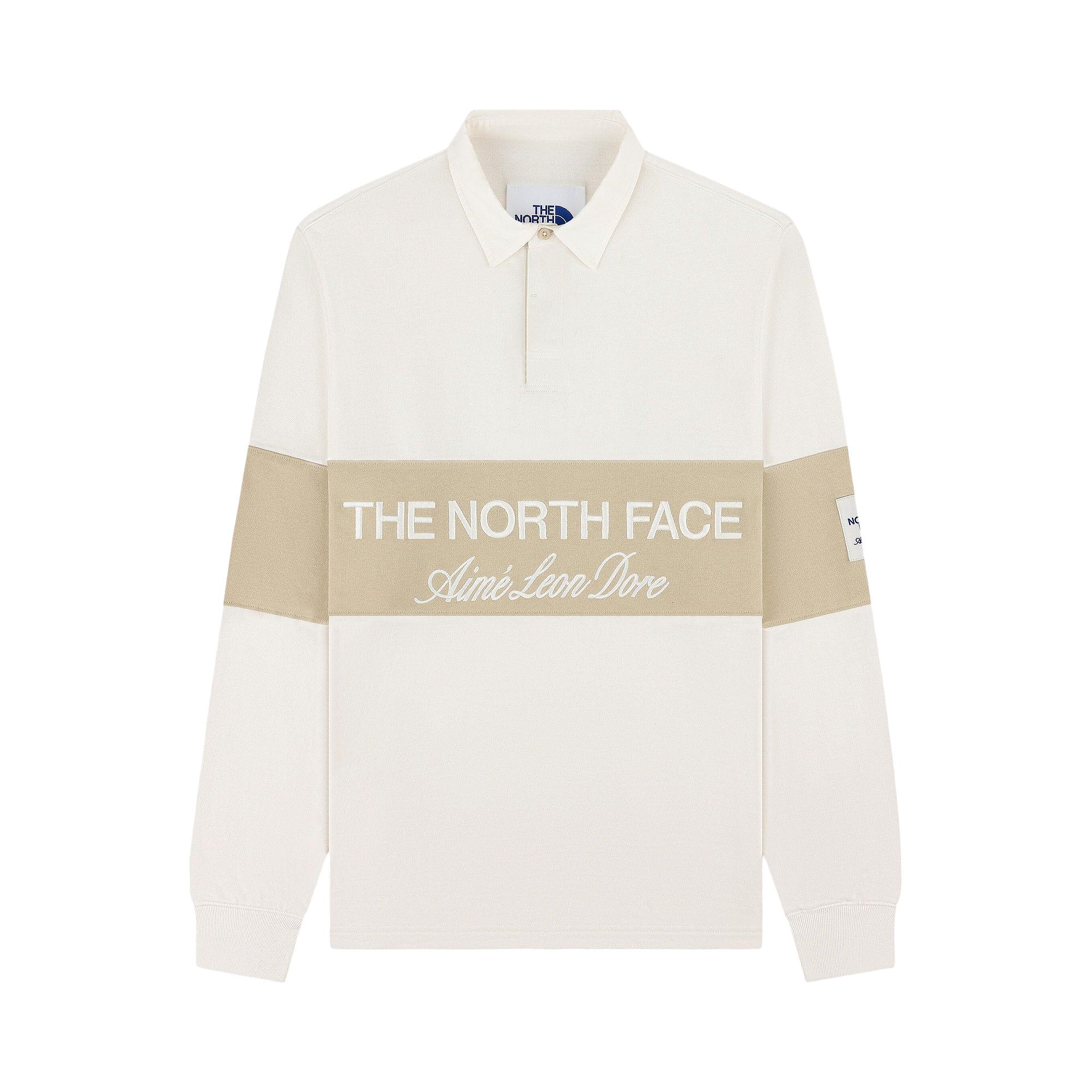 Pre-owned Aimé Leon Dore X The North Face Script Logo Rugby 'pristine/safari' | White | Men's Size Xl