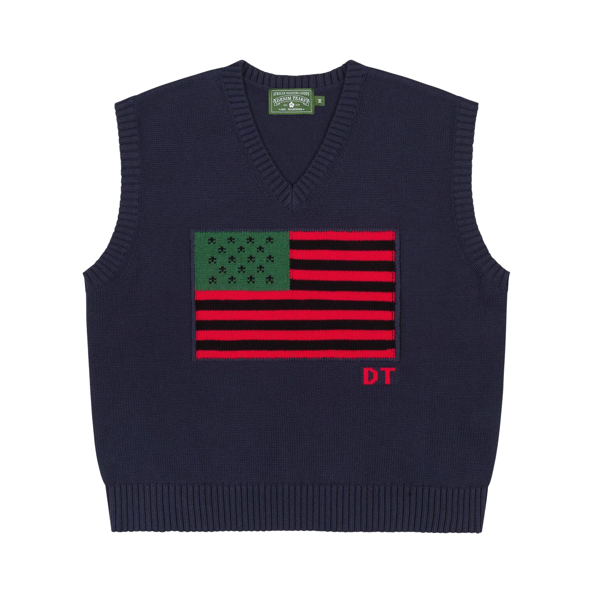 Pre-owned Denim Tears African-americana Vest 'navy' | Blue | Men's Size Xl