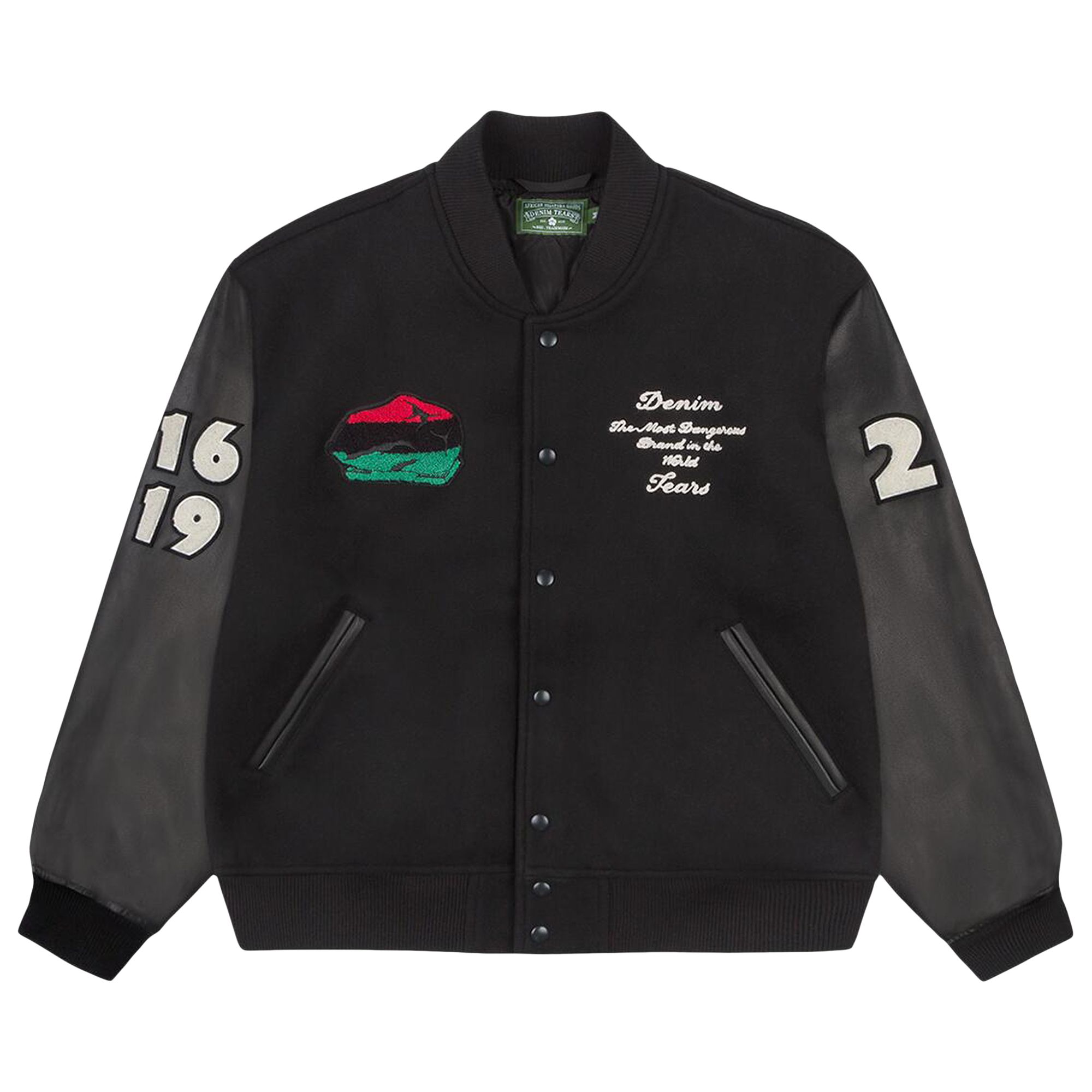 Pre-owned Denim Tears Peace Wreath Varsity Jacket 'black' | Men's Size L