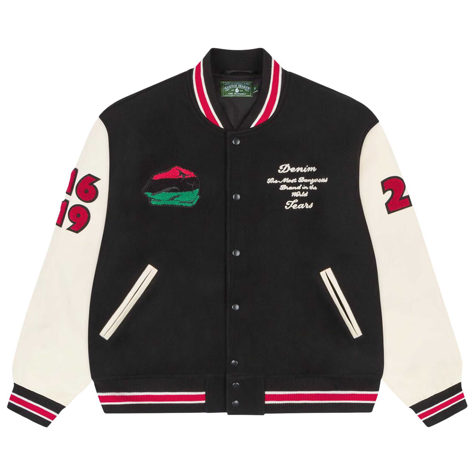 Pre-owned Denim Tears Peace Wreath Varsity Jacket 'black/white' | Men's Size S