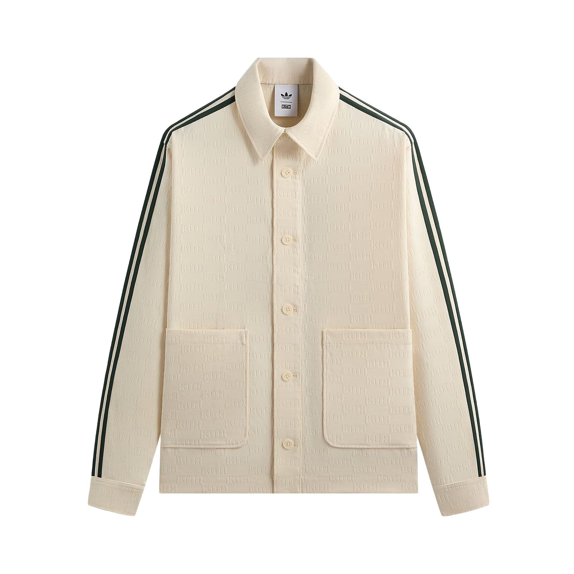 Pre-owned Kith For Adidas Football Monogram Jacket 'sandrift' | White | Men's Size Xs