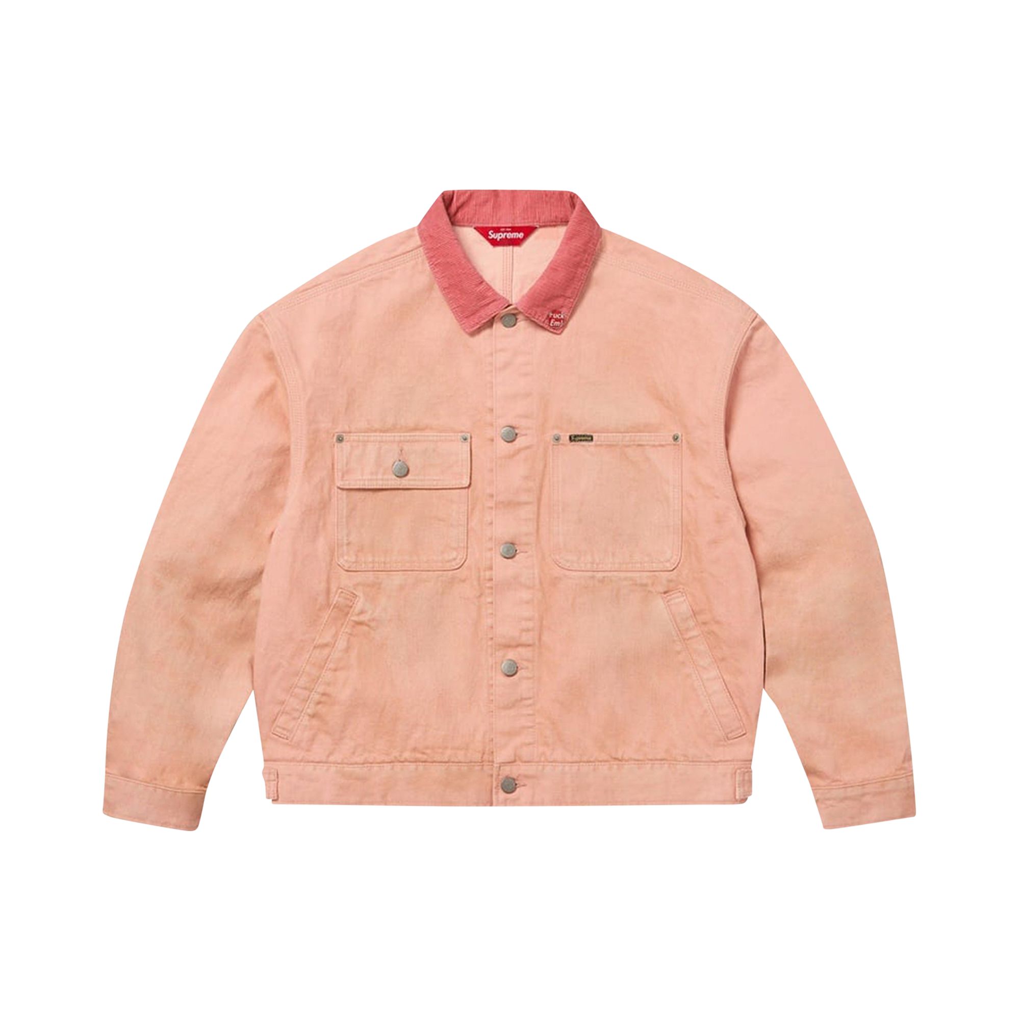 Pre-owned Supreme Distressed Selvedge Trucker Jacket 'washed Pink' | Men's Size M