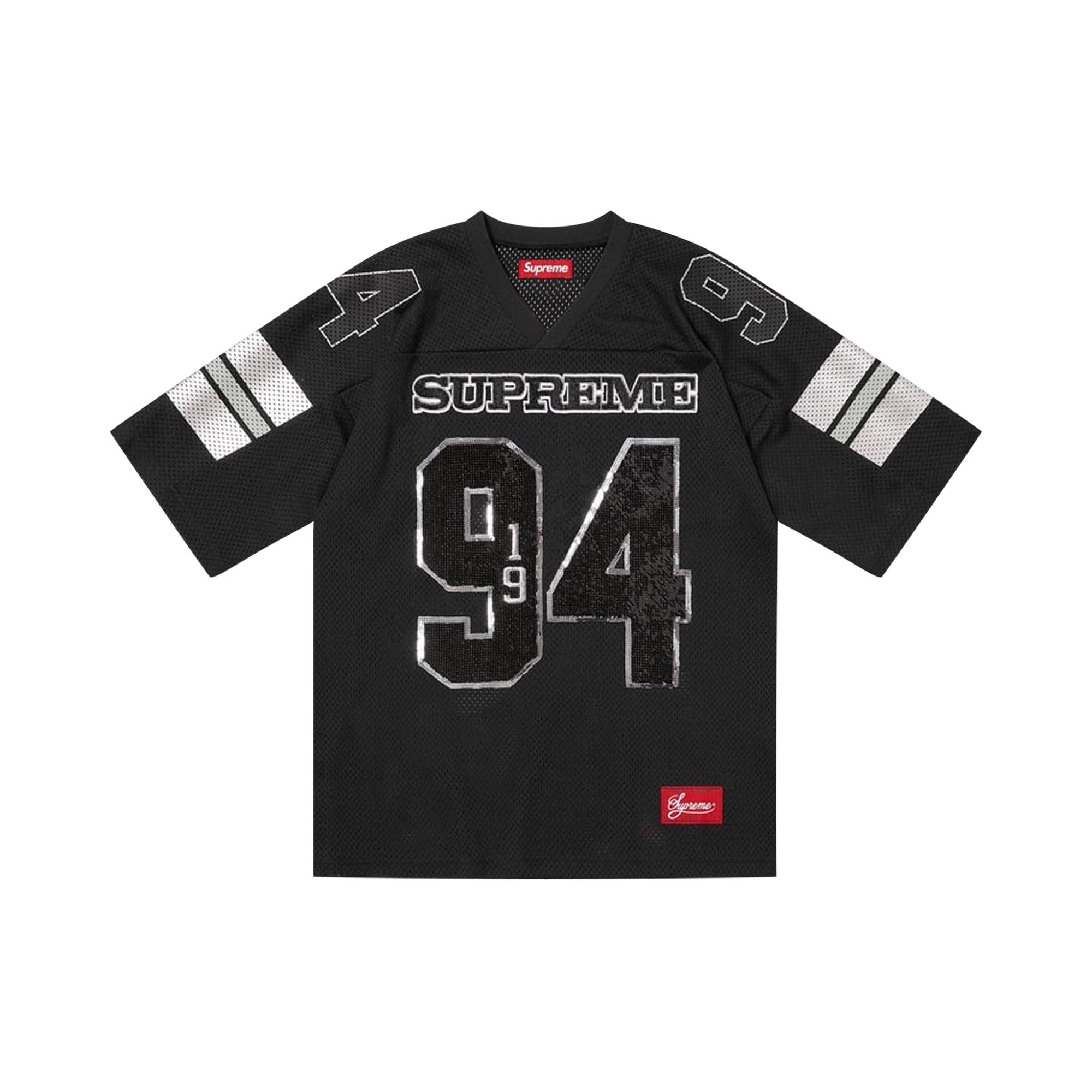 Pre-owned Supreme Sequin Football Jersey 'black' | Men's Size L