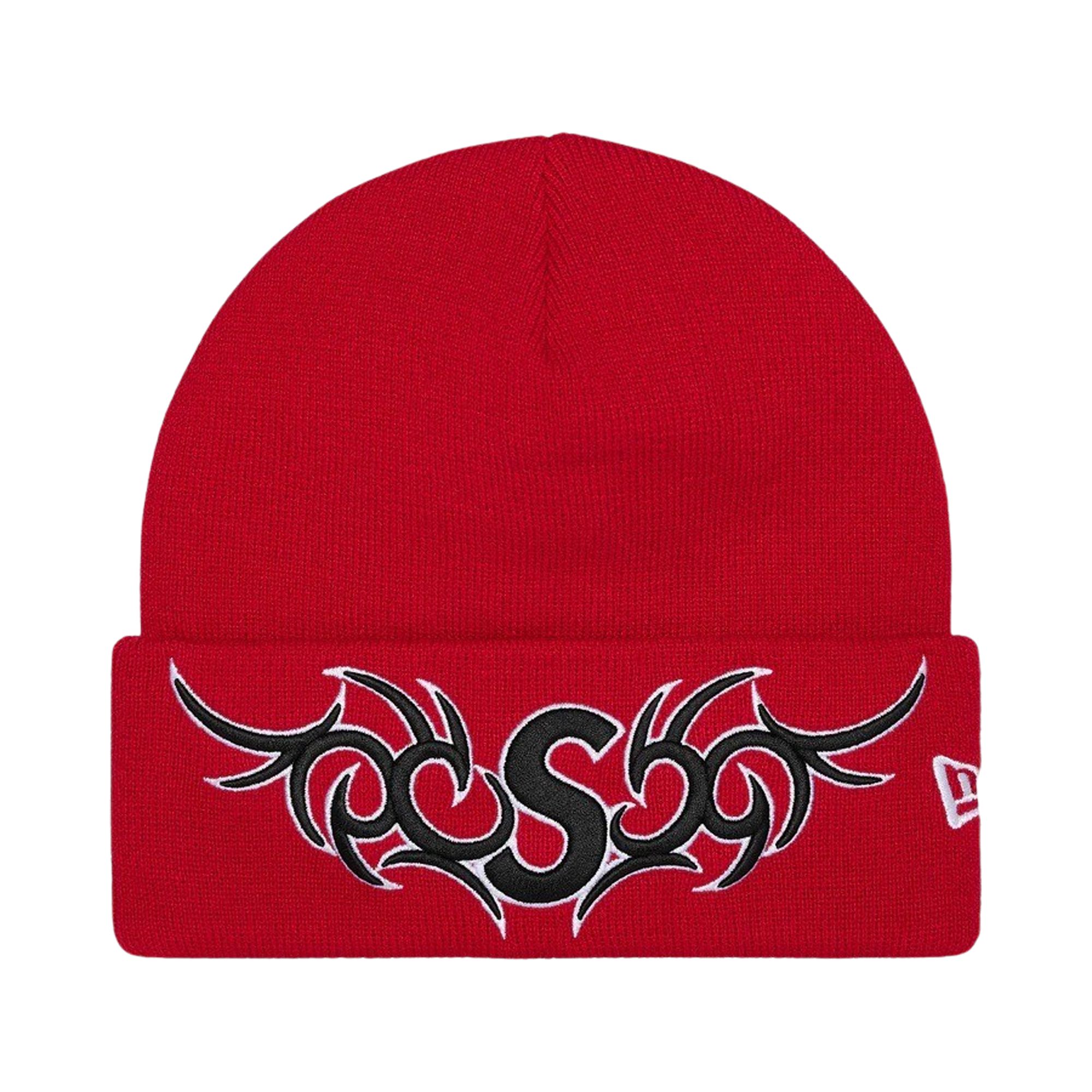 Pre-owned Supreme New Era Tribal S Logo Beanie 'red' | Men's Size Onesize