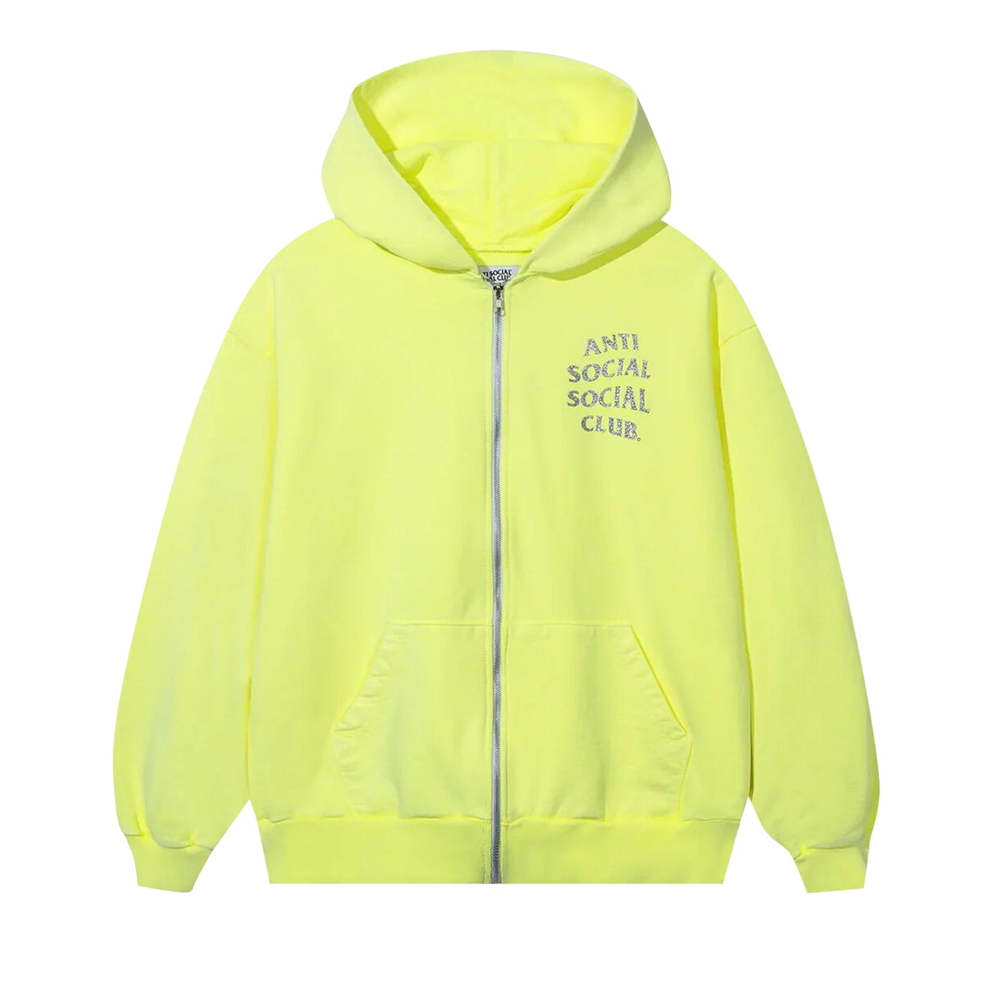 Pre-owned Anti Social Social Club Mind Games Glitter Hoodie 'neon Yellow' | Men's Size Xl