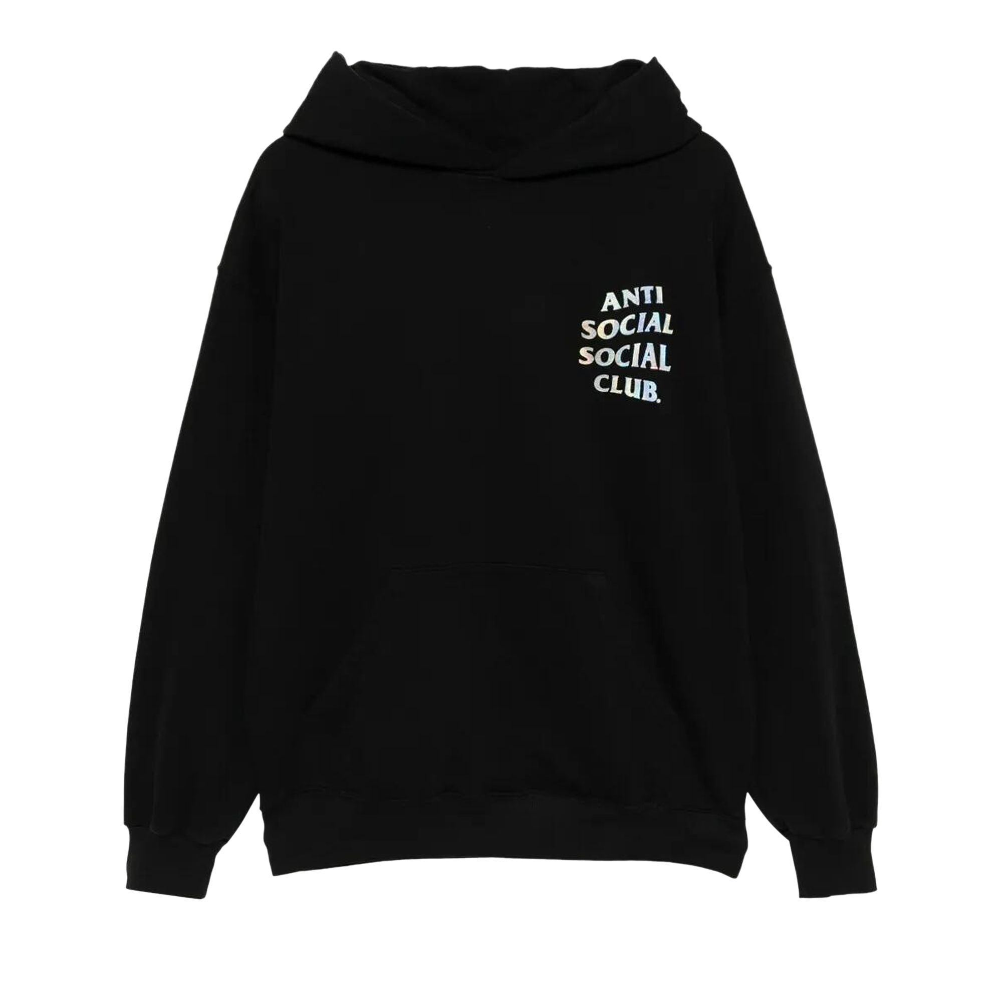 Pre-owned Anti Social Social Club Get Weird Hologram Hoodie 'black' | Men's Size Xl