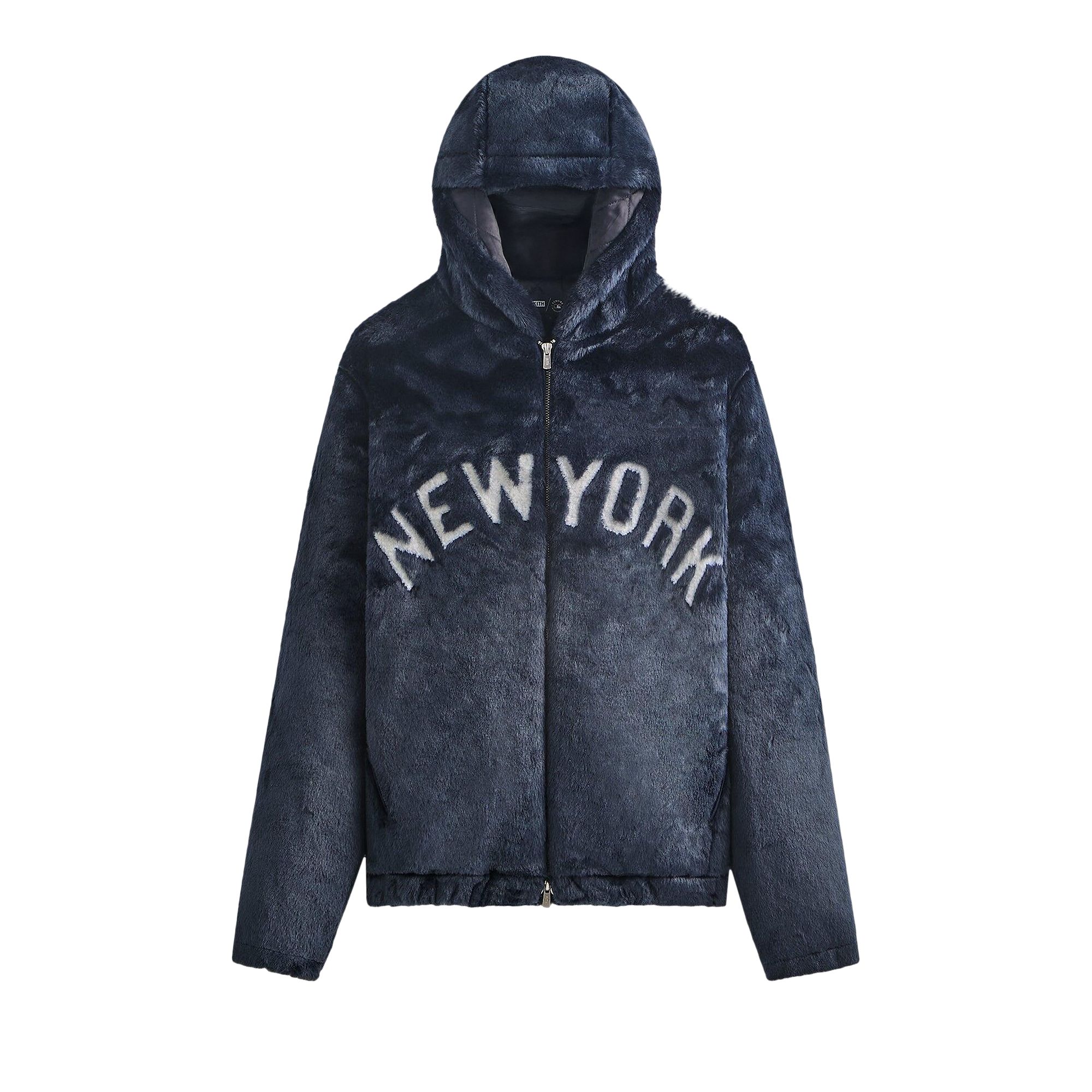 Pre-owned Kith For The New York Yankees Faux Fur Jacquard Jaysen Hoodie 'nocturnal' | Black | Men's Size Xxl