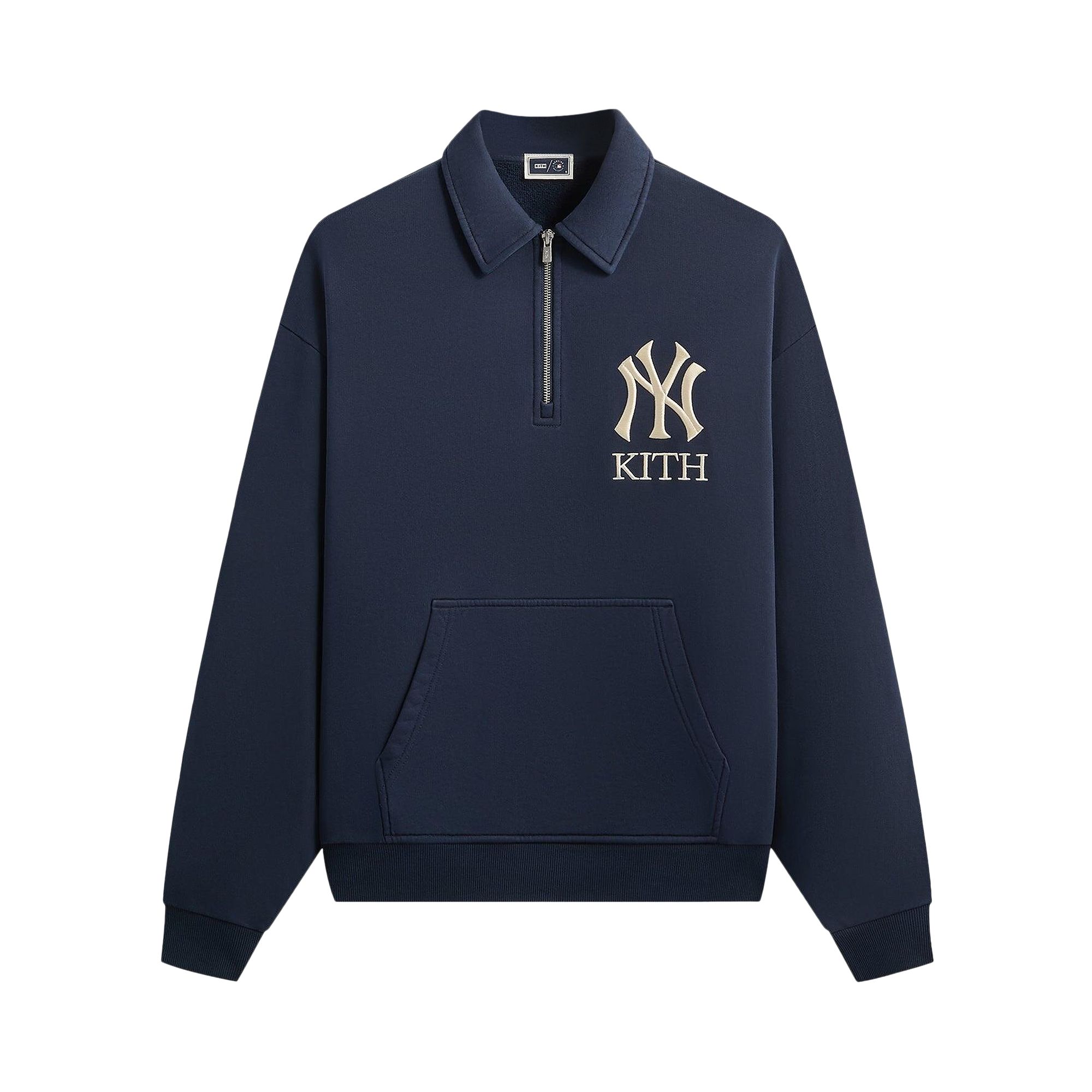 Pre-owned Kith For The New York Yankees Quarter Zip Popover Sweatshirt 'nocturnal' | Black | Men's Size Xl