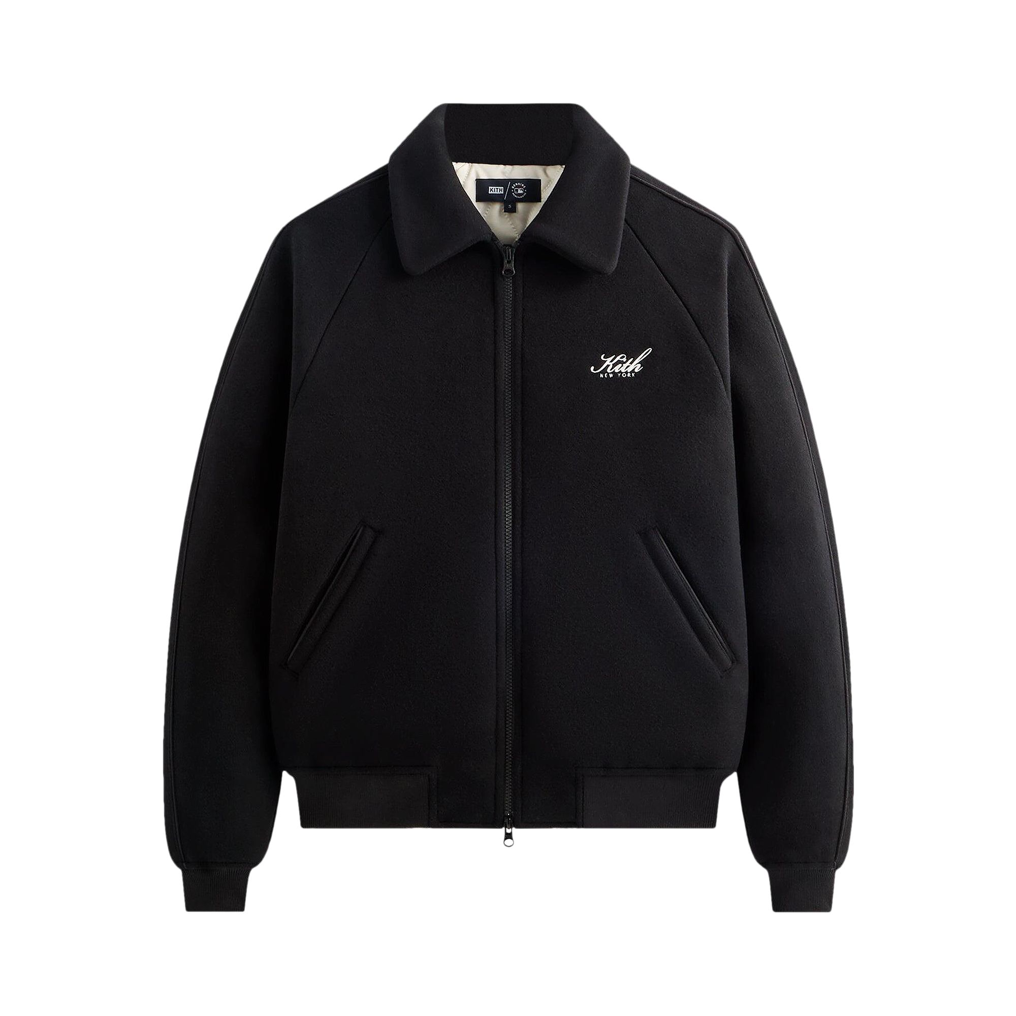 Pre-owned Kith For The New York Yankees Melton Wool Raglan Varsity Jacket 'black' | Men's Size S