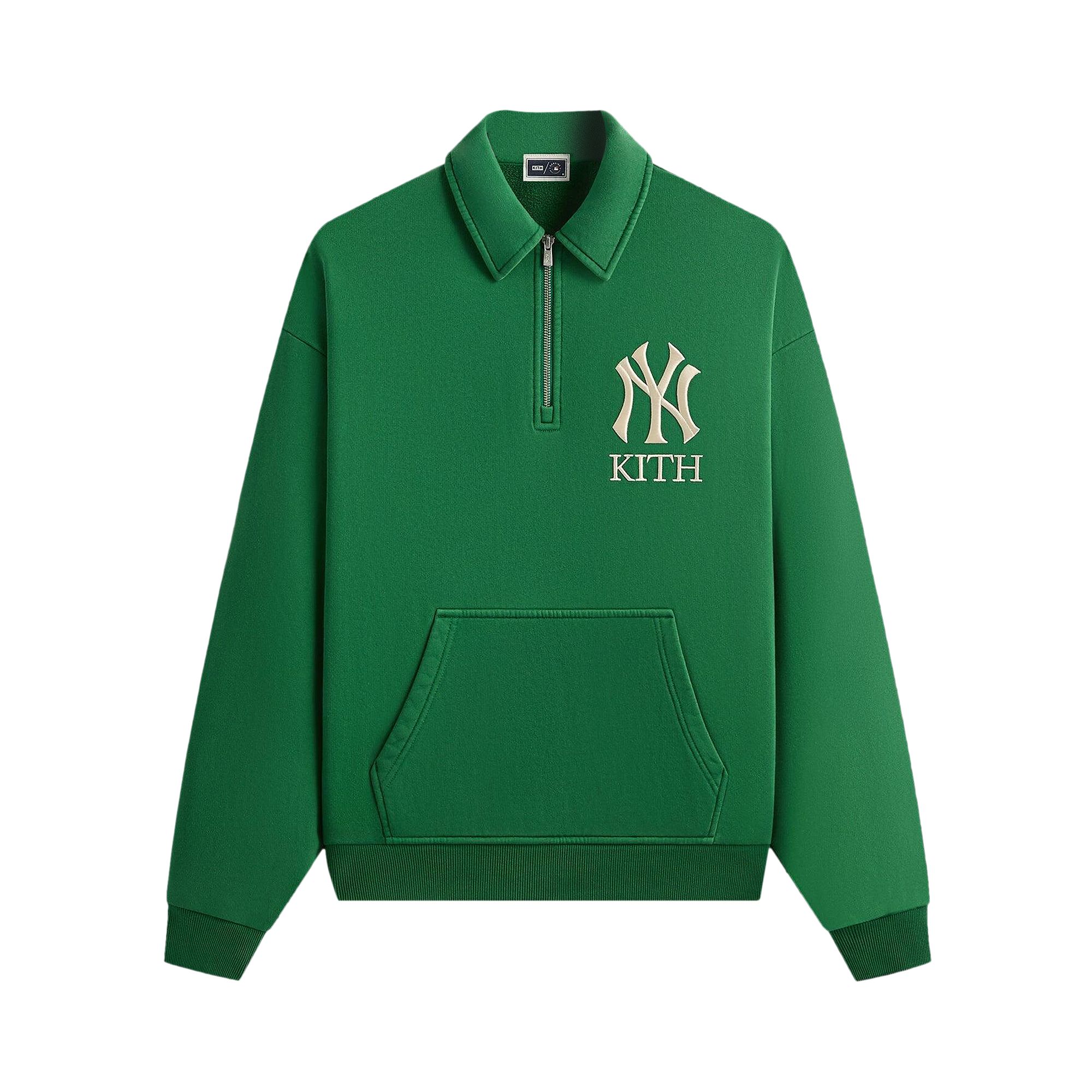 Pre-owned Kith For The New York Yankees Quarter Zip Popover Sweatshirt 'kelly' | Green | Men's Size Xs