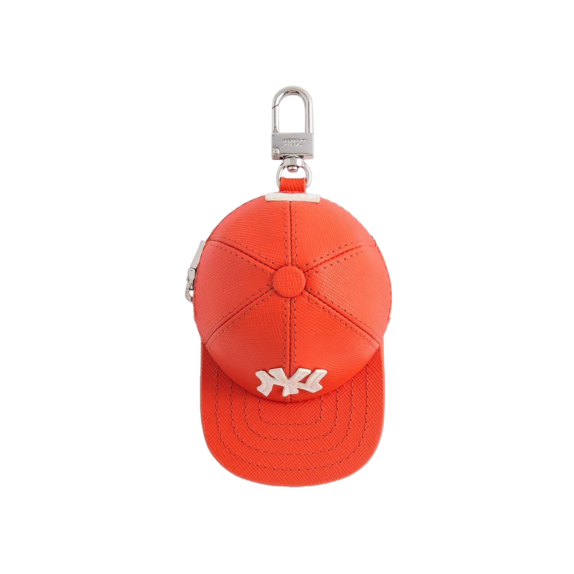 Pre-owned Kith For The New York Yankees Baseball Cap Leather Pouch 'poppy' | Orange | Women's Size Onesize
