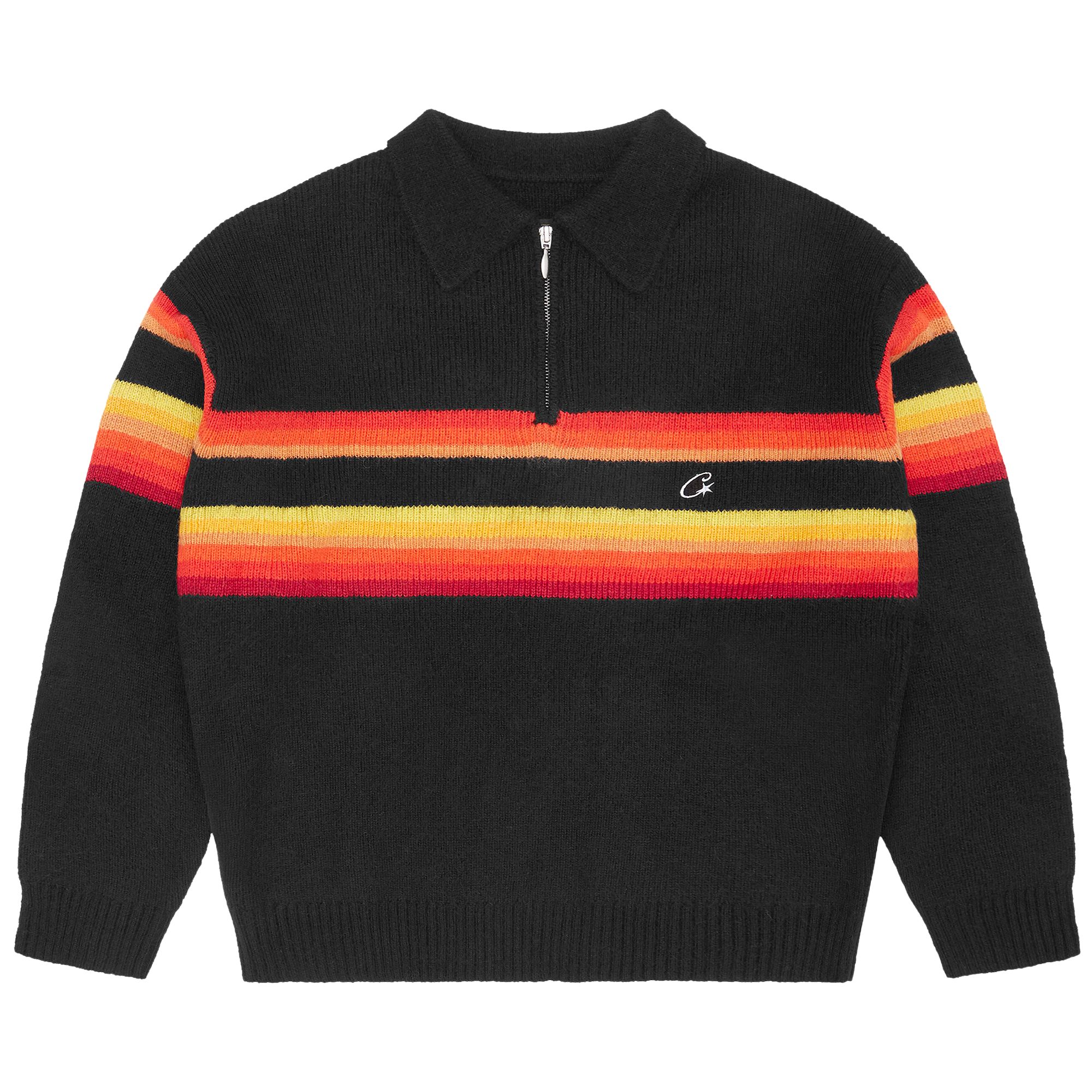 Pre-owned Corteiz Gradient Half Knit Zip Pullover 'black' | Men's Size M