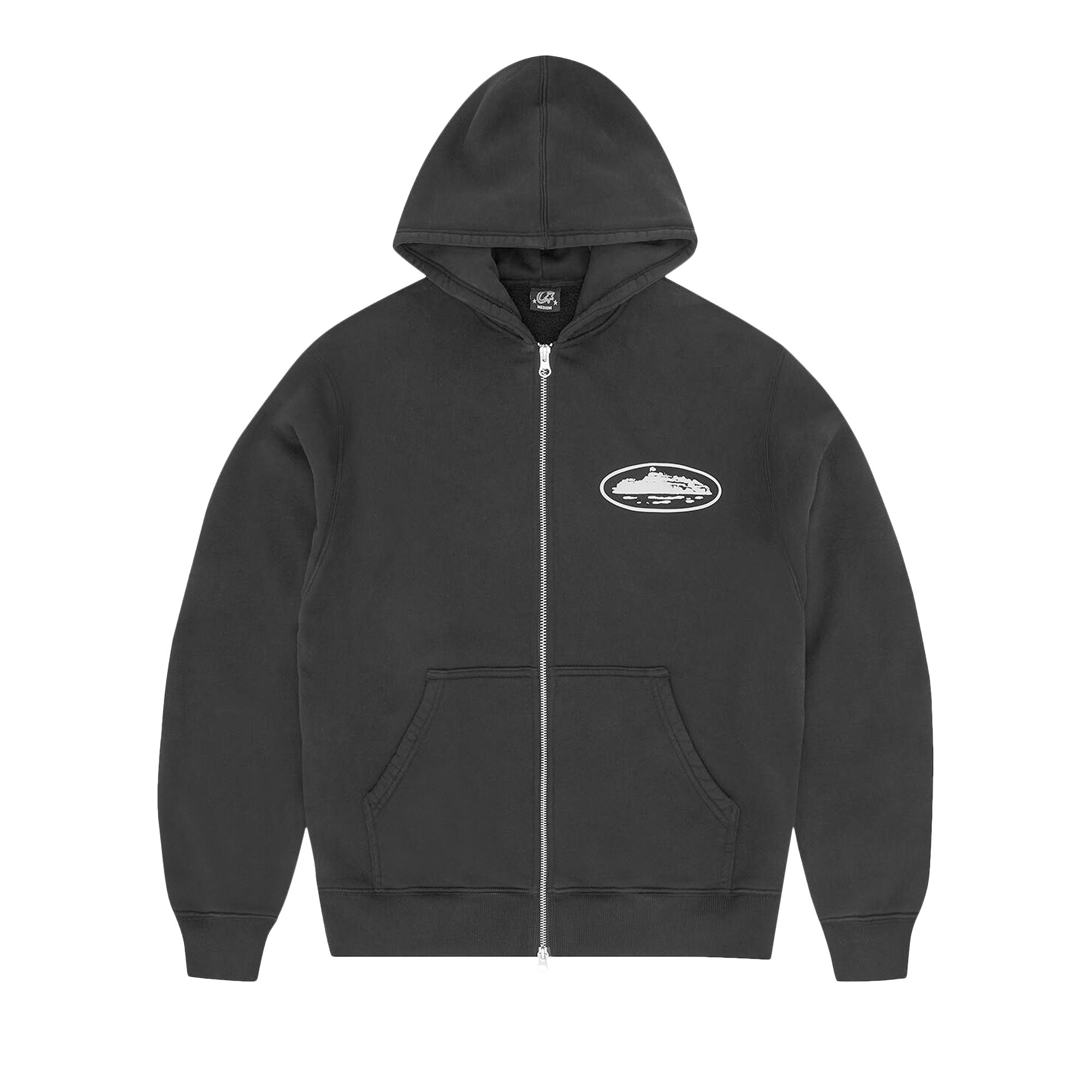 Pre-owned Corteiz Island Puff Print Zip Hoodie 'black' | Men's Size Xxl