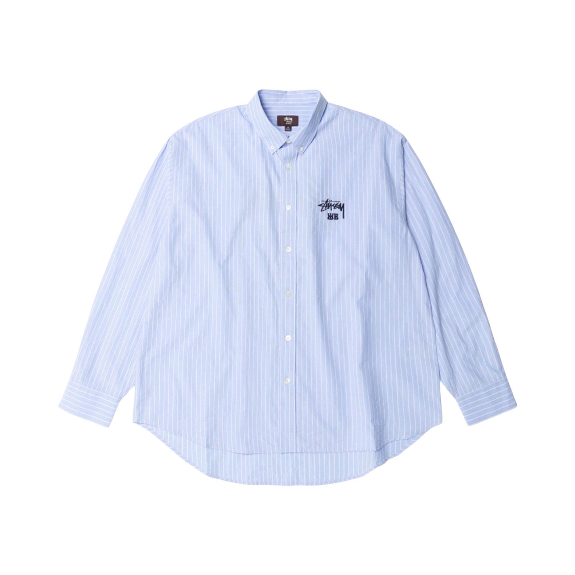 Pre-owned Stussy X Wales Bonner Poplin Shirt 'stripe' | White | Men's Size L