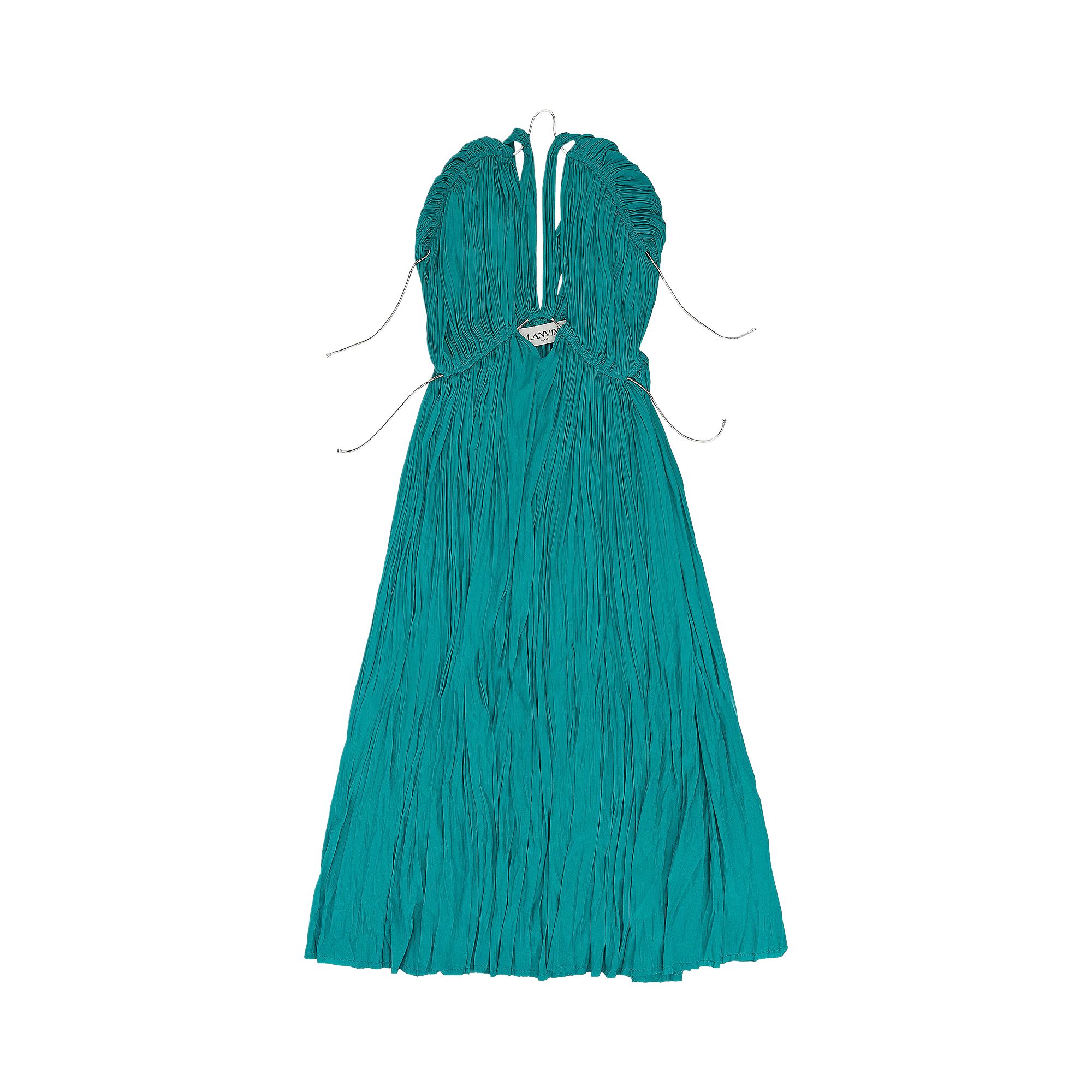 Pre-owned Lanvin Long Pleated Dress 'aquamarine' | Blue | Women's Size 36