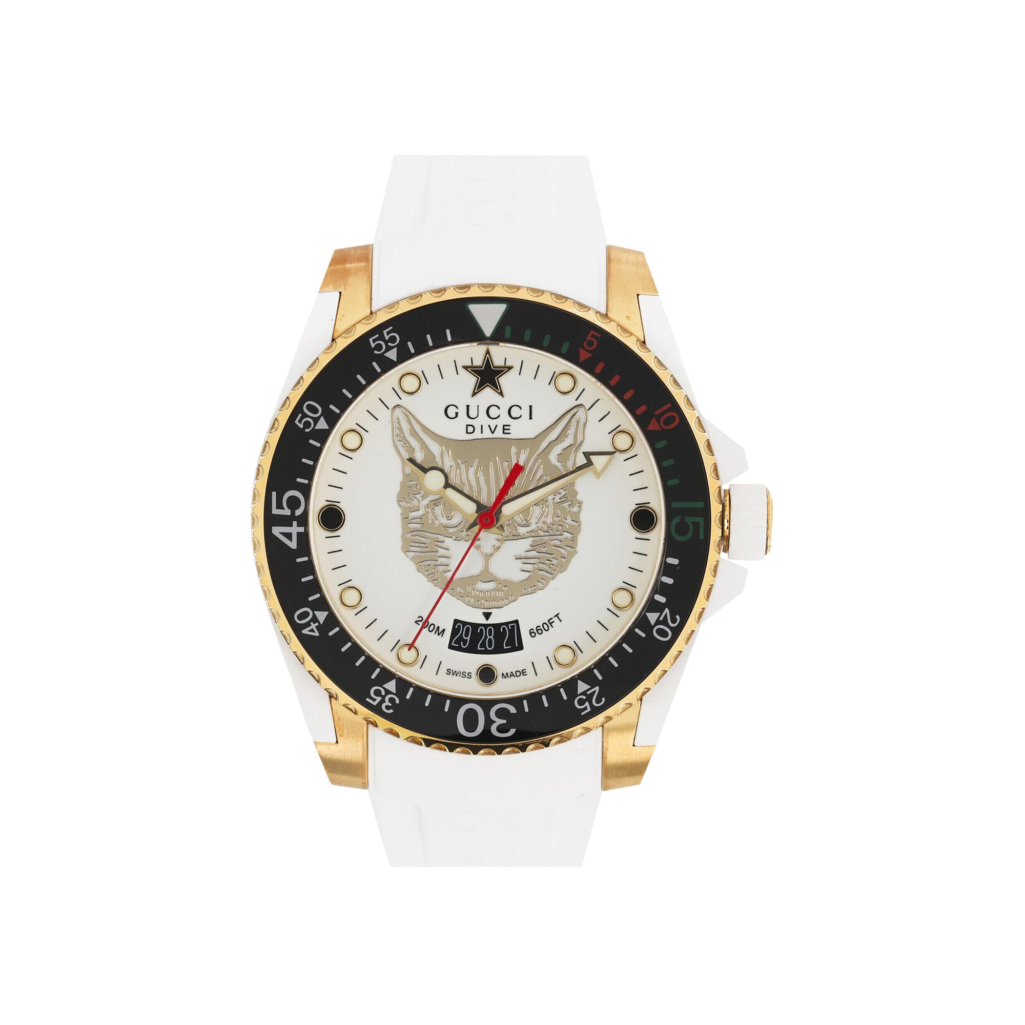 Pre-owned Gucci Dive Silicone Watch 'gold' | Men's Size Onesize