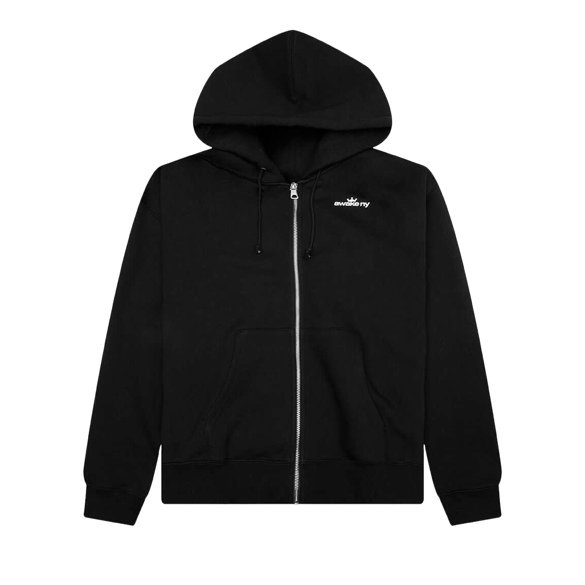 Pre-owned Awake Ny Crown Logo Full Zip Hoodie 'black' | Men's Size Xxl