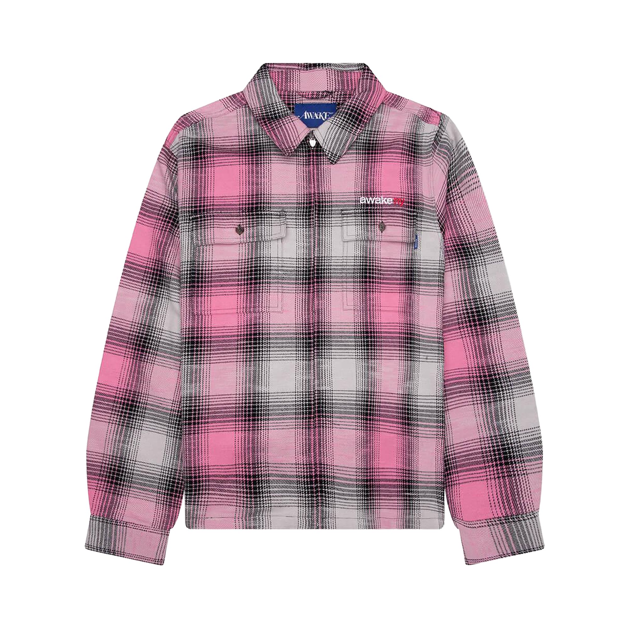 Pre-owned Awake Ny Flannel Zip Shirt 'pink' | Men's Size S