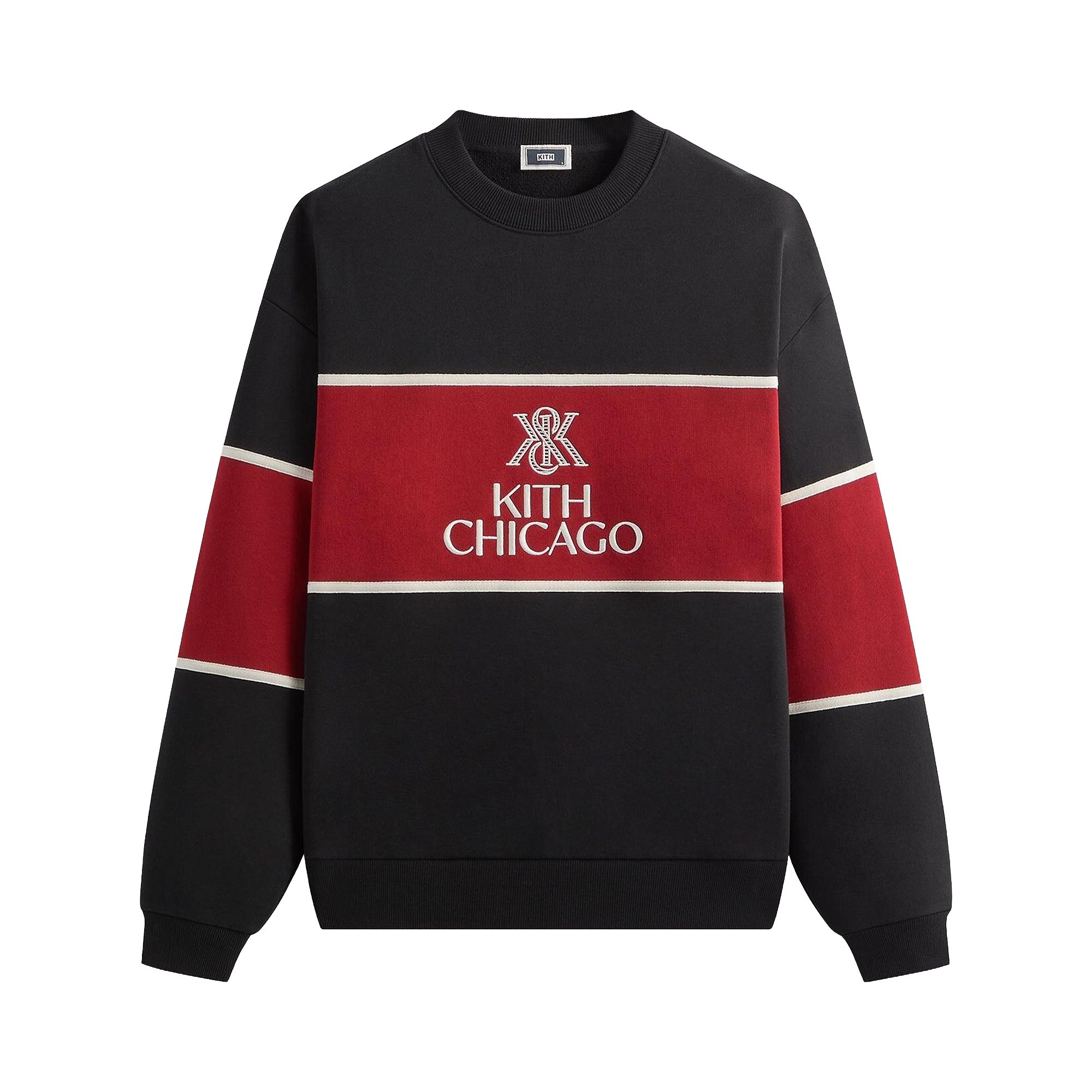 Pre-owned Kith Chicago Panelled Nelson Crewneck 'black' | Men's Size Xl