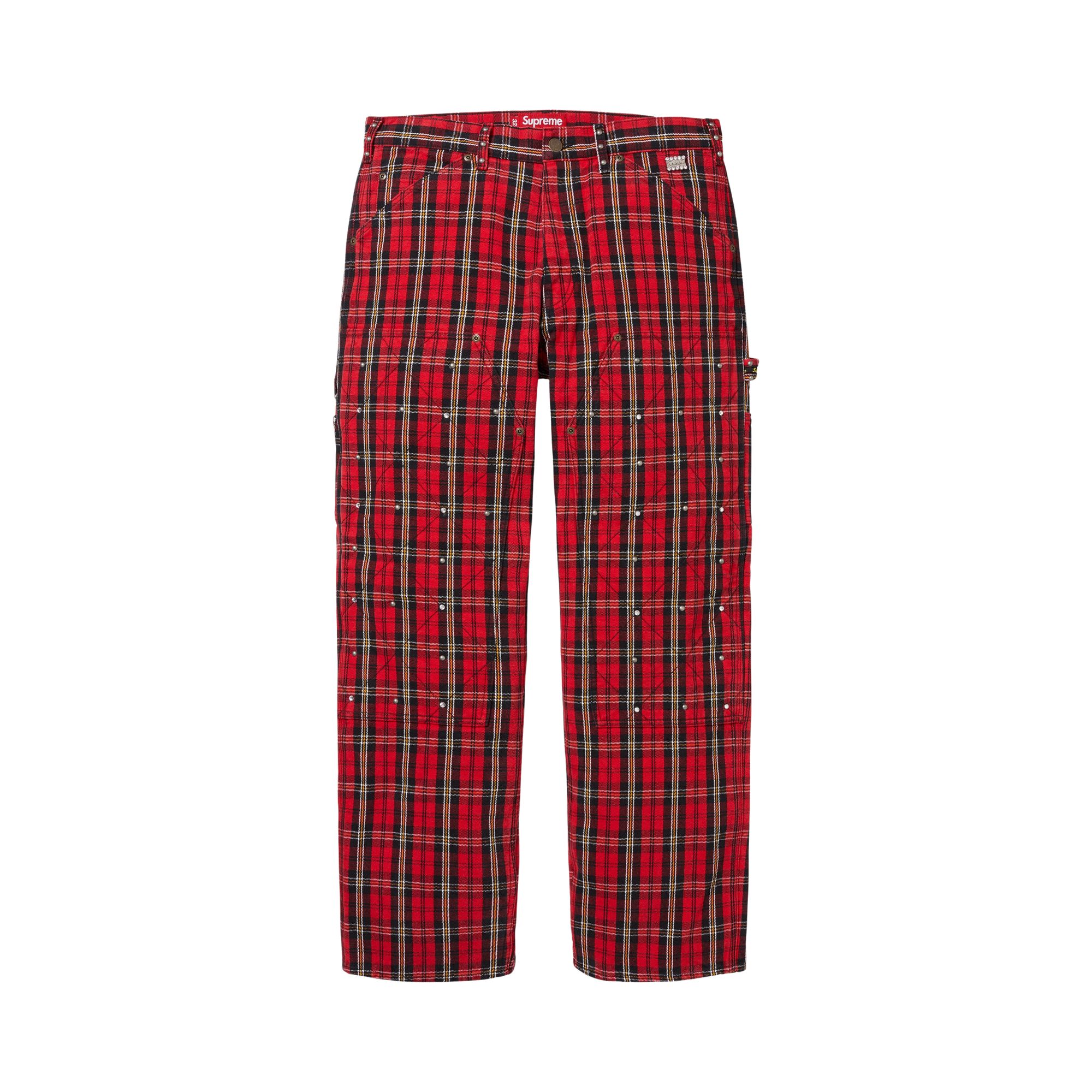 Pre-owned Supreme X B.b. Simon Quilted Double Knee Painter Pant 'plaid' | Red | Men's Size 30