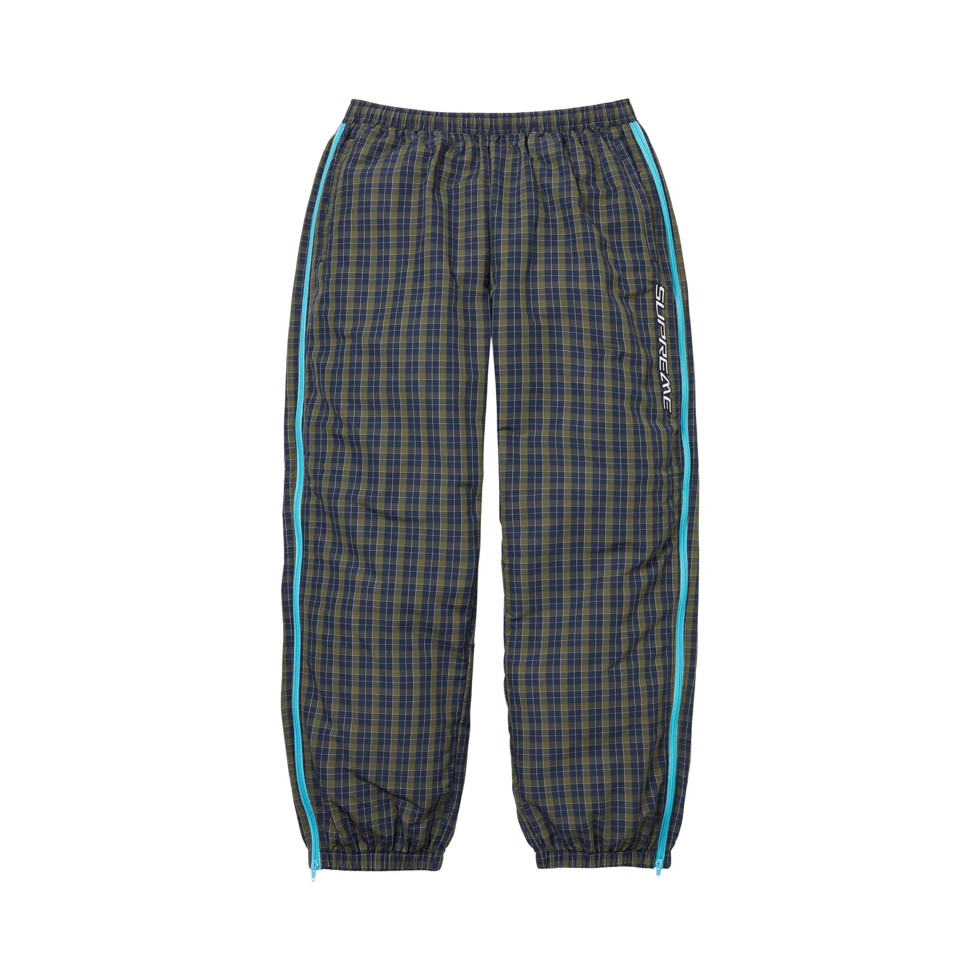 Pre-owned Supreme Plaid Warm Up Pant 'navy' | Blue | Men's Size L