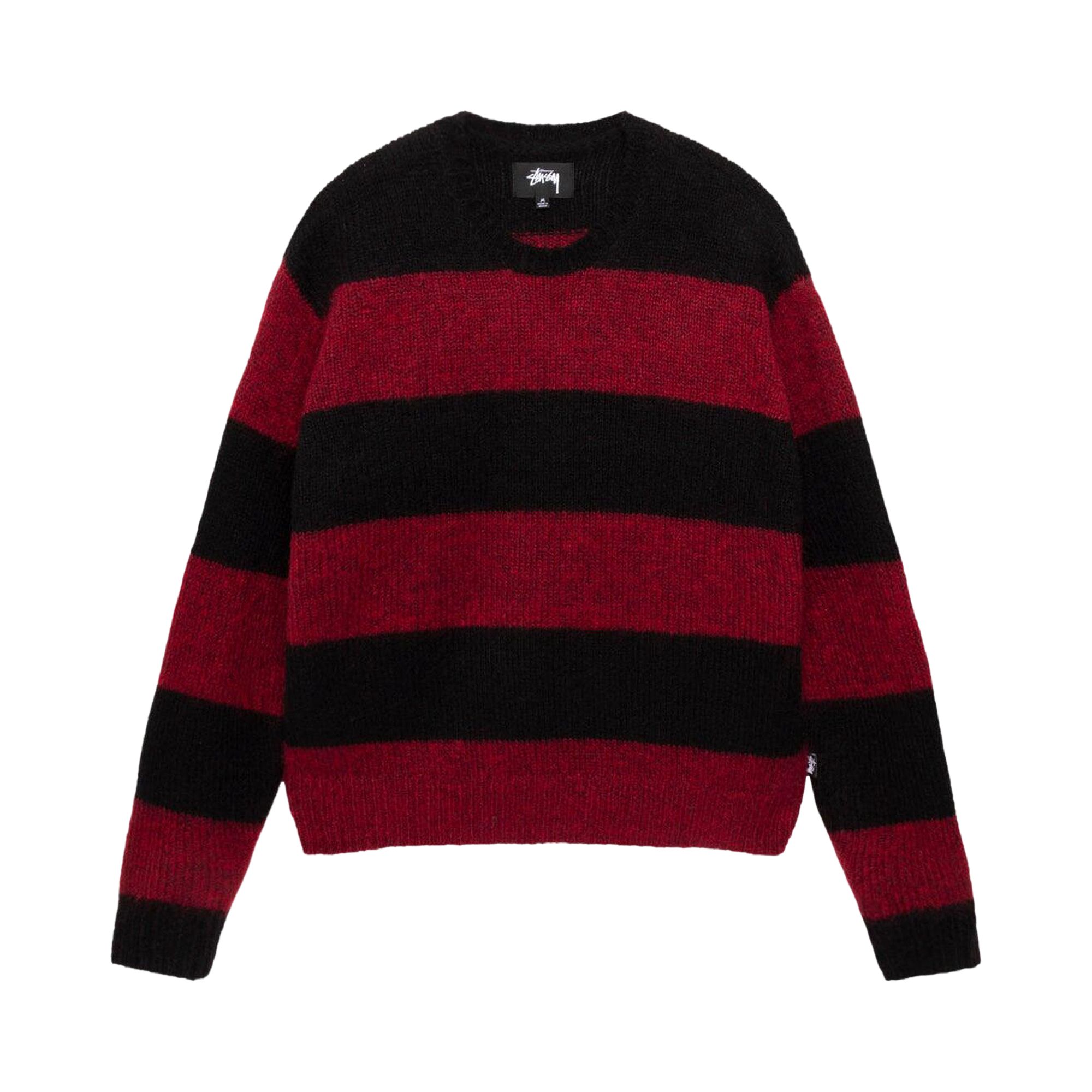 Pre-owned Stussy Big Stripe Crew 'red' | Men's Size Xl